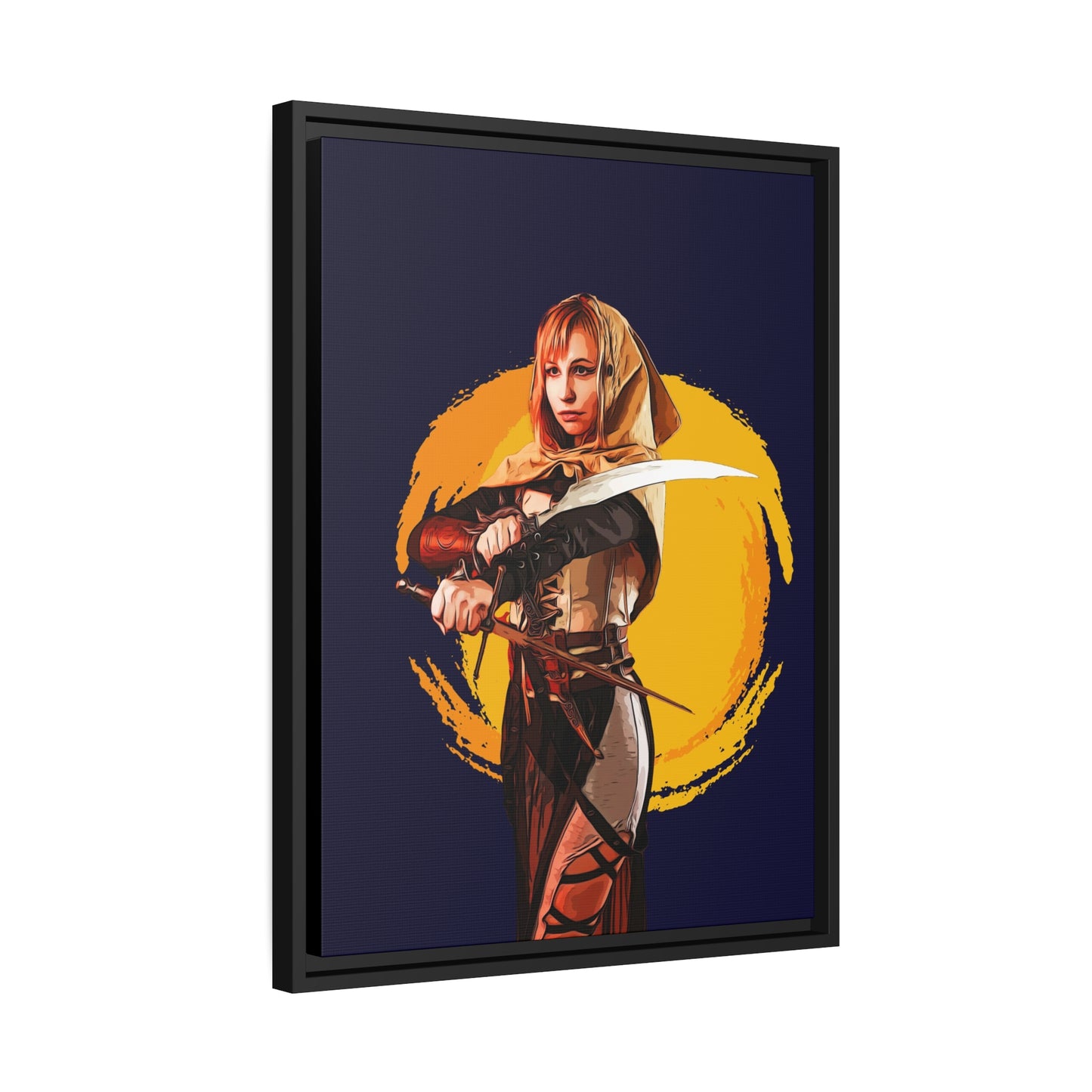 Cosplay Woman Warrior Matte Canvas, Black Frame