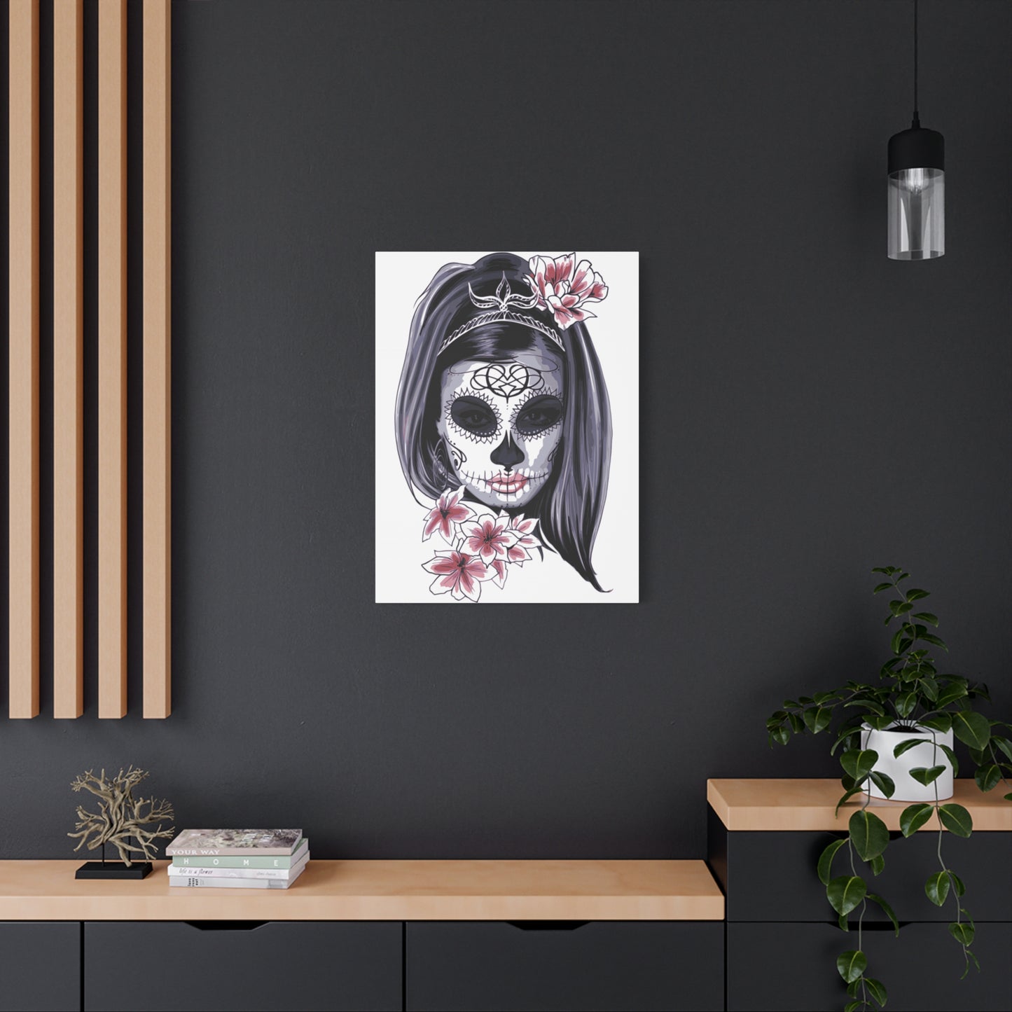 Lady Dead Mask White Matte Canvas, Stretched, 1.25"