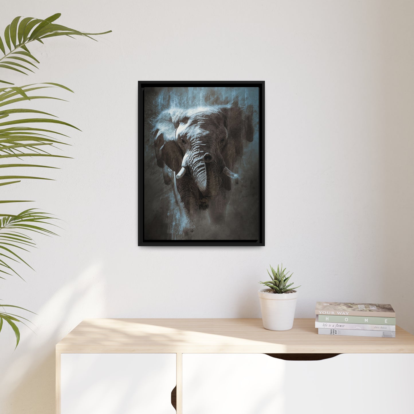 Elephant AI Gen Matte Canvas, Black Frame