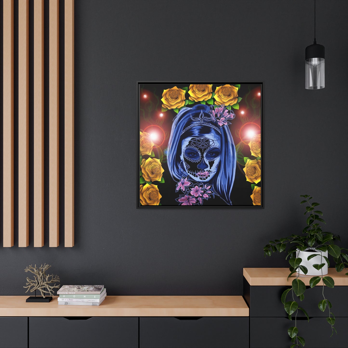 Day of the dead Matte Canvas, Black Frame