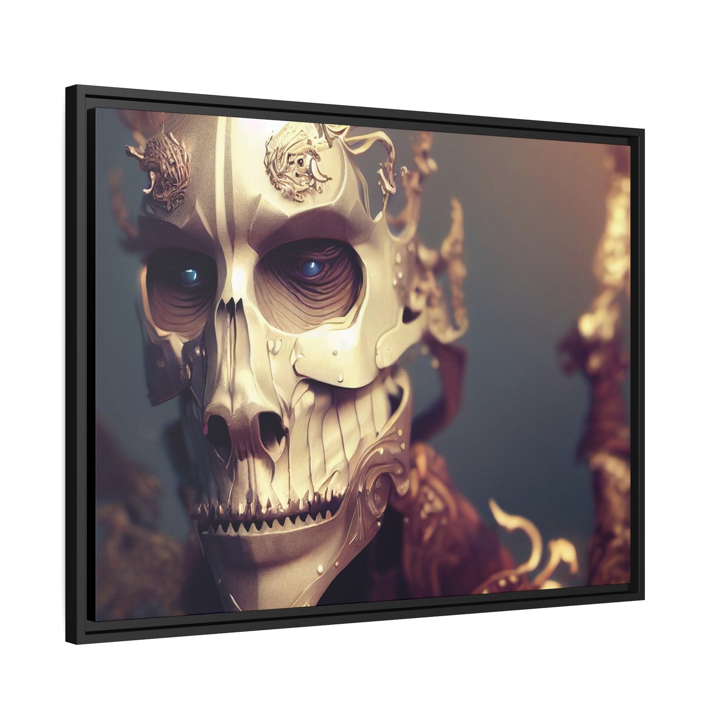 Skull AI Gen Matte Canvas, Black Frame