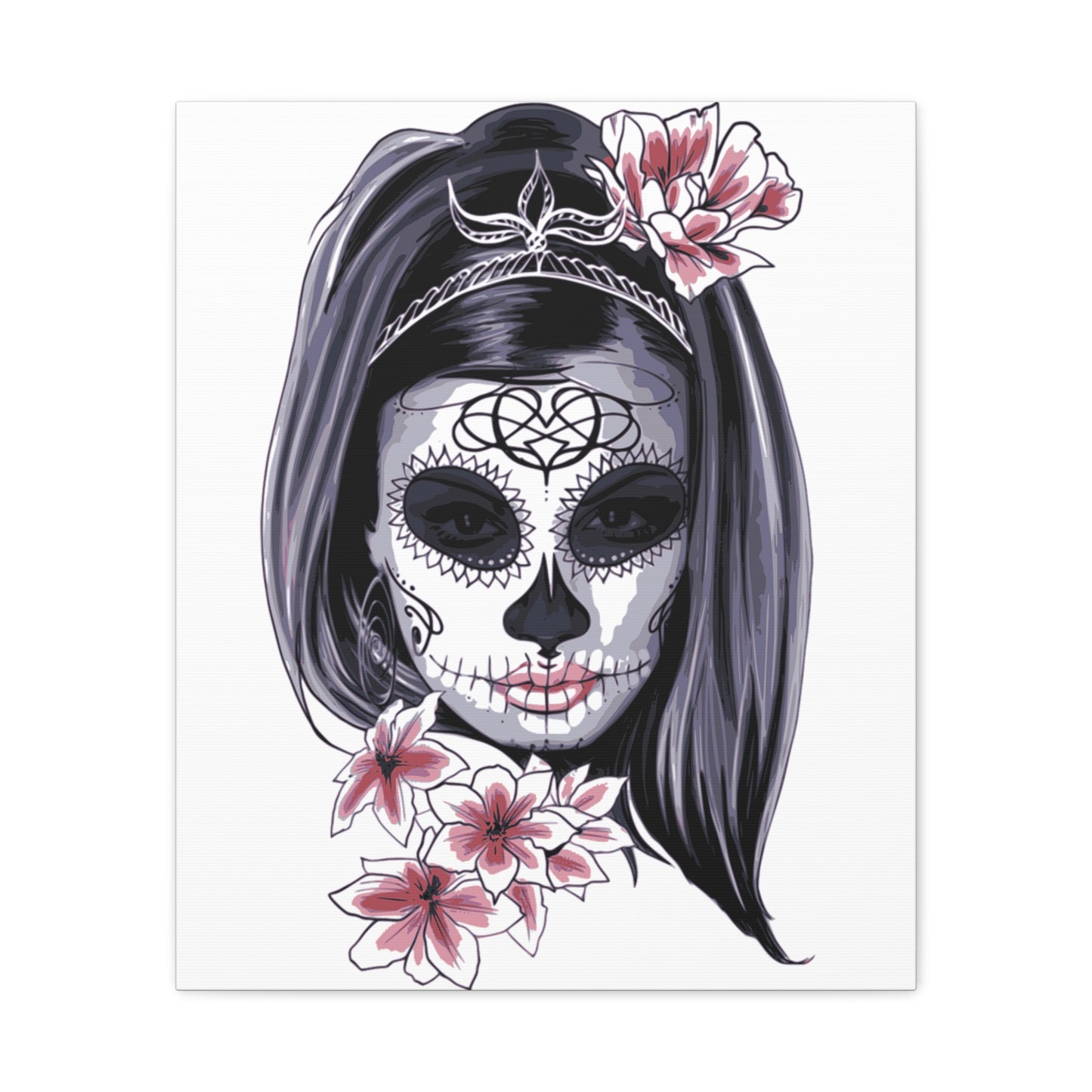 Lady Dead Mask White Matte Canvas, Stretched, 1.25"