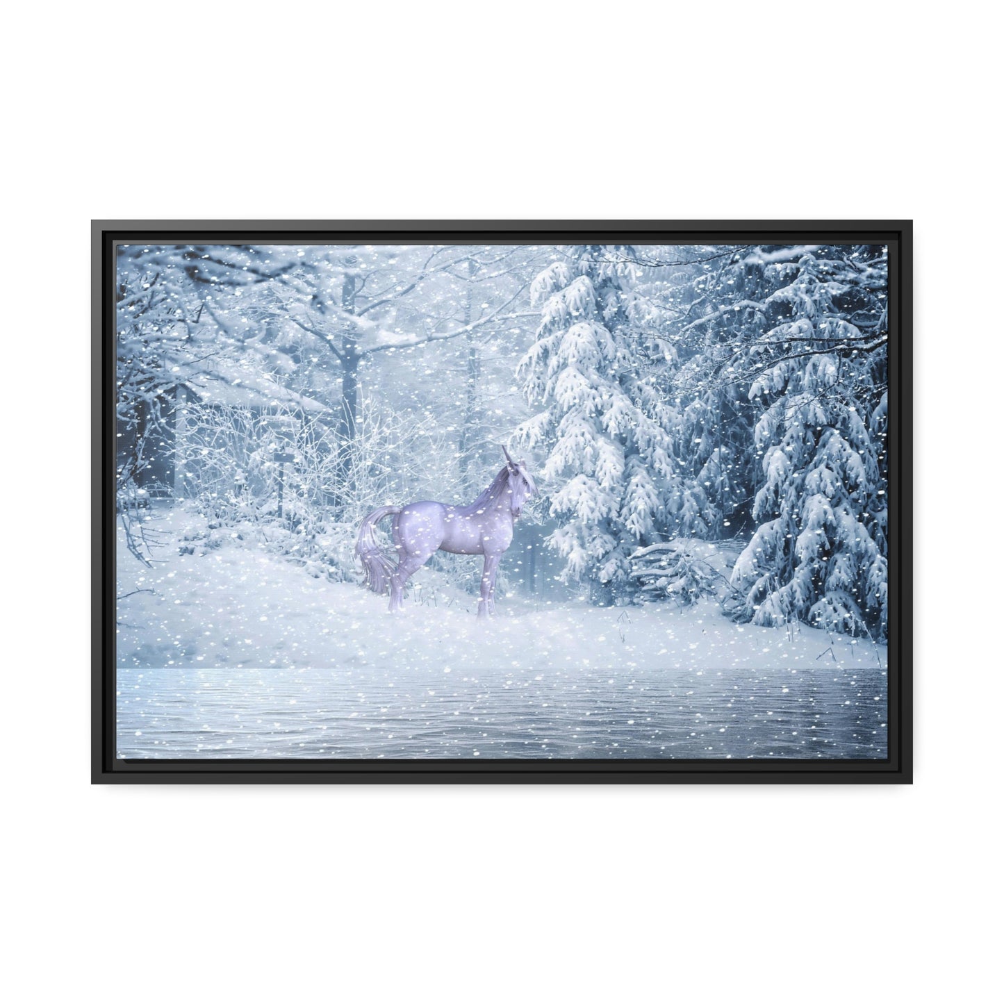 Mystic Unicorn Matte Canvas, Black Frame
