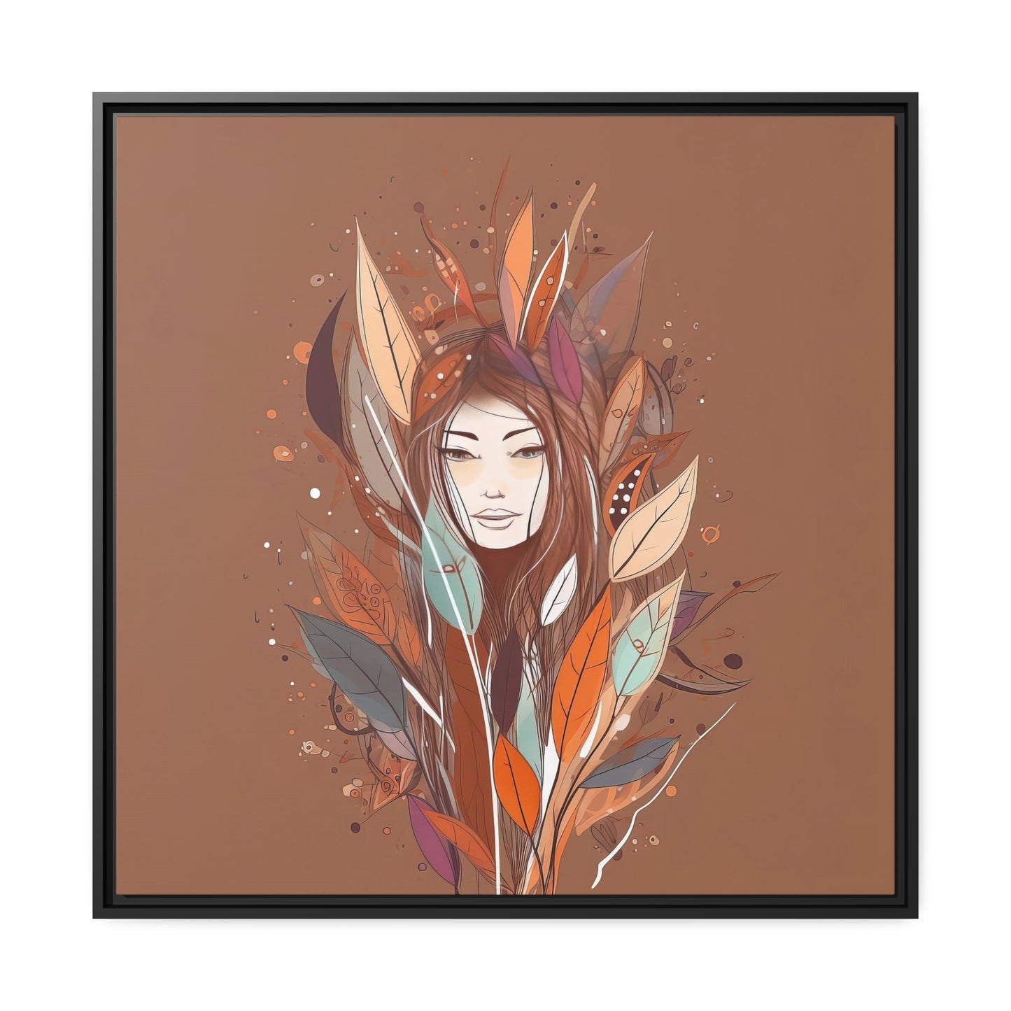 Women Flowers Matte Canvas, Black Frame