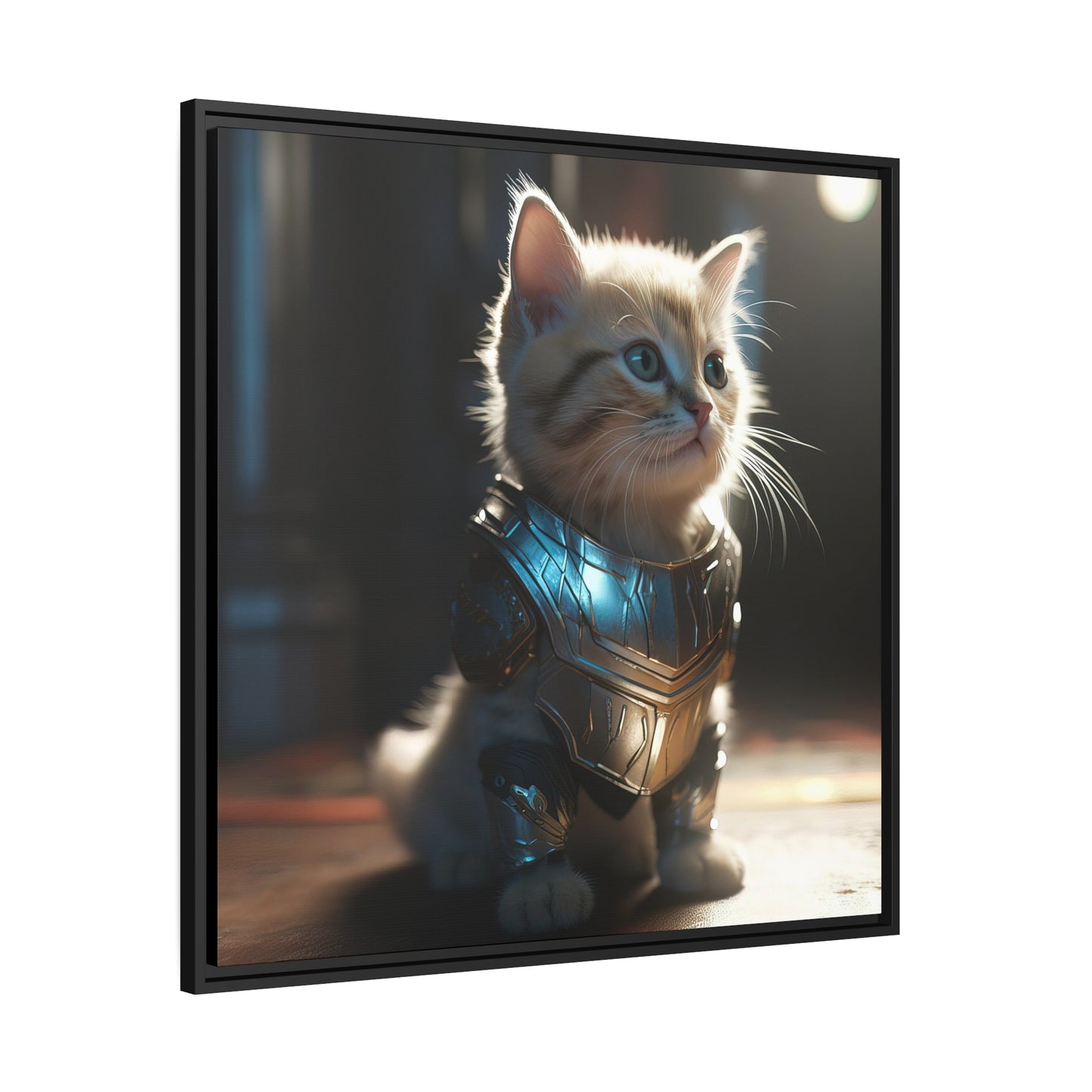 Thunder Kitten Matte Canvas, Black Frame