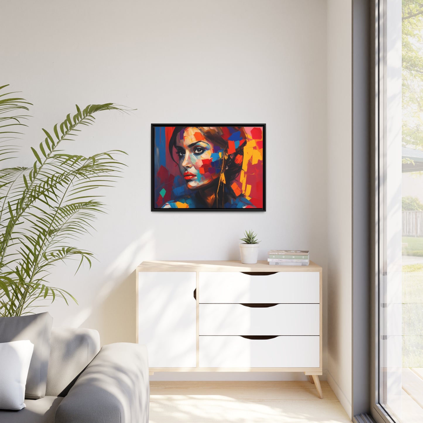 Woman AI Gen Matte Canvas, Black Frame