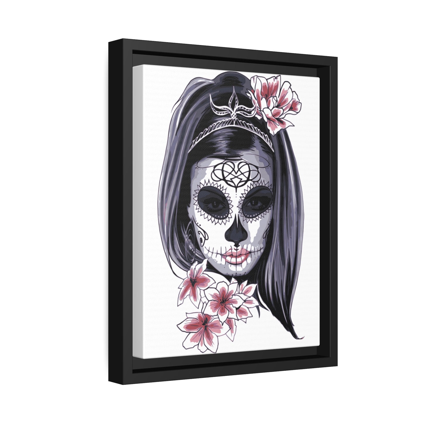 Lady Dead Mask White Matte Canvas, Black Frame