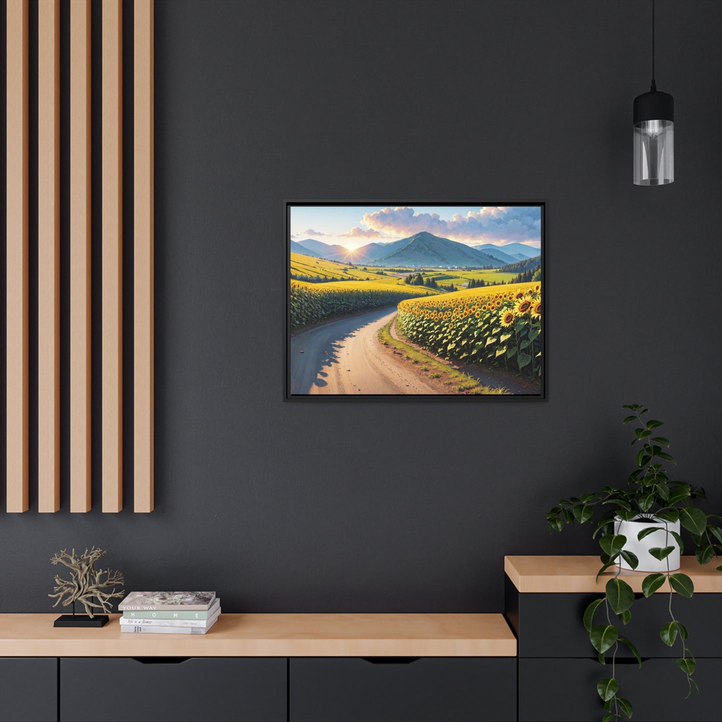 Sunflowers AI Gen Matte Canvas, Black Frame