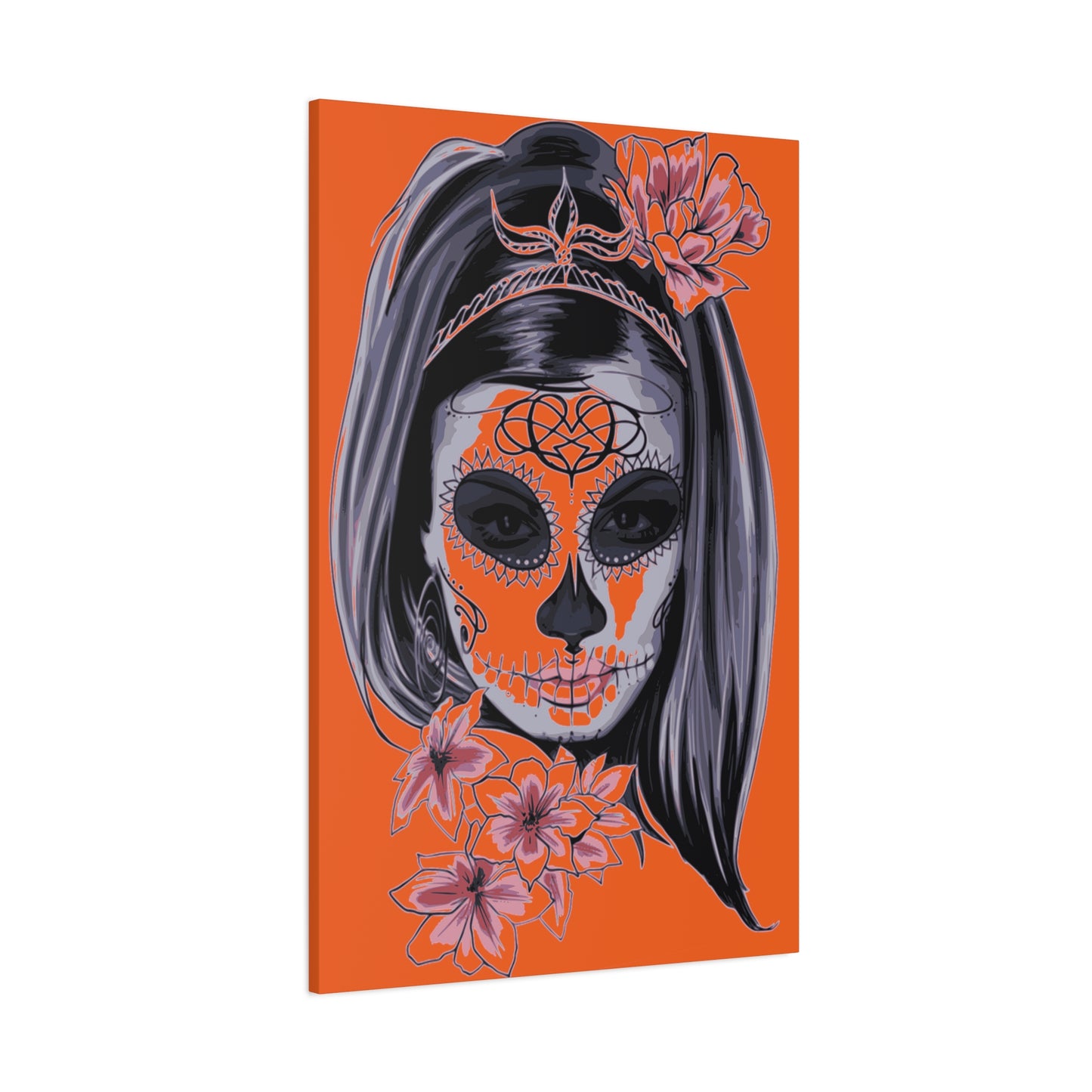 Lady Dead Mask Orange Matte Canvas, Stretched, 1.25"