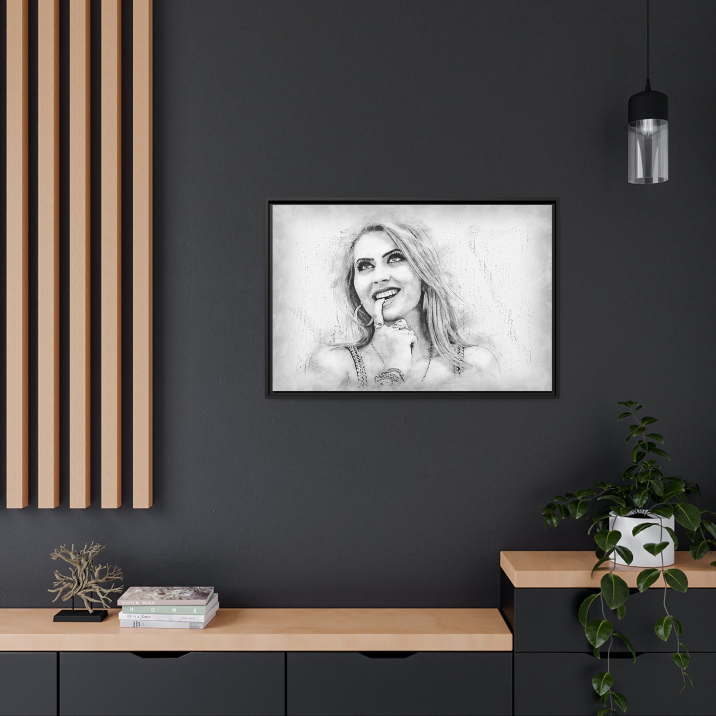 Woman Matte Canvas, Black Frame