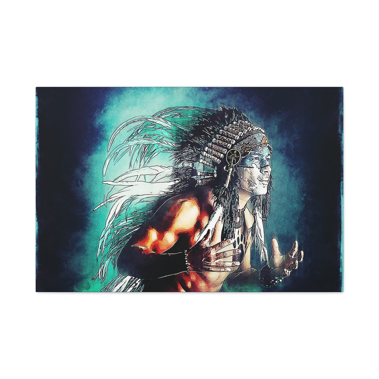 First Nation Man Matte Canvas, Stretched, 1.25"
