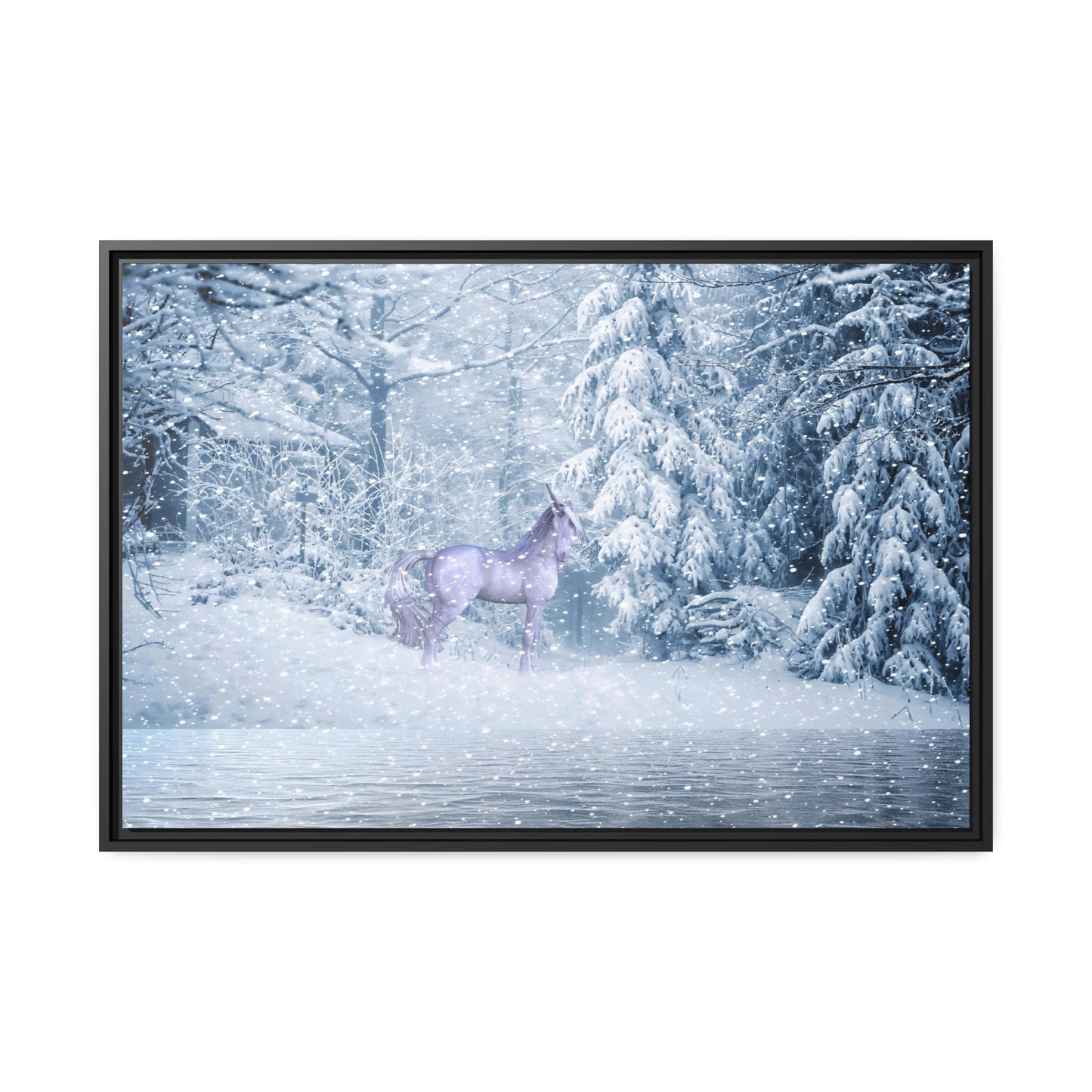 Mystic Unicorn Matte Canvas, Black Frame