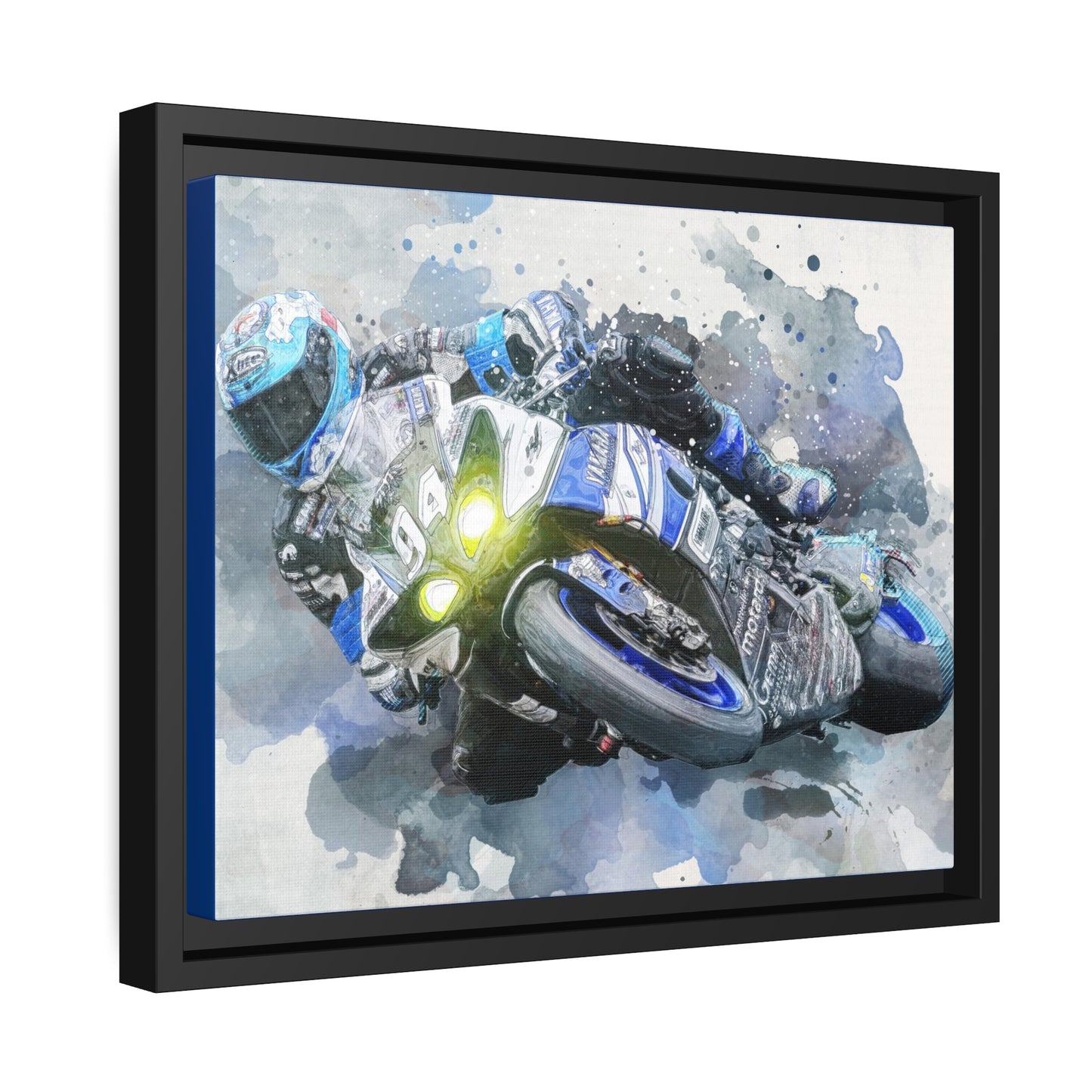 Motorcycle Race Matte Canvas, Black Frame