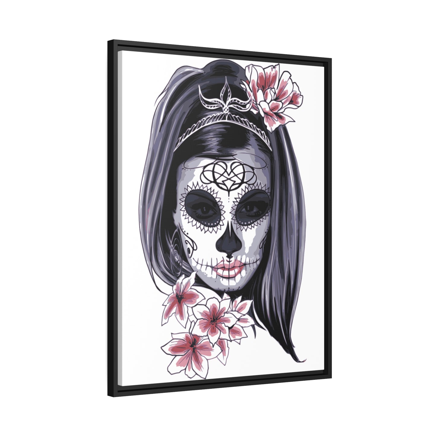 Lady Dead Mask White Matte Canvas, Black Frame