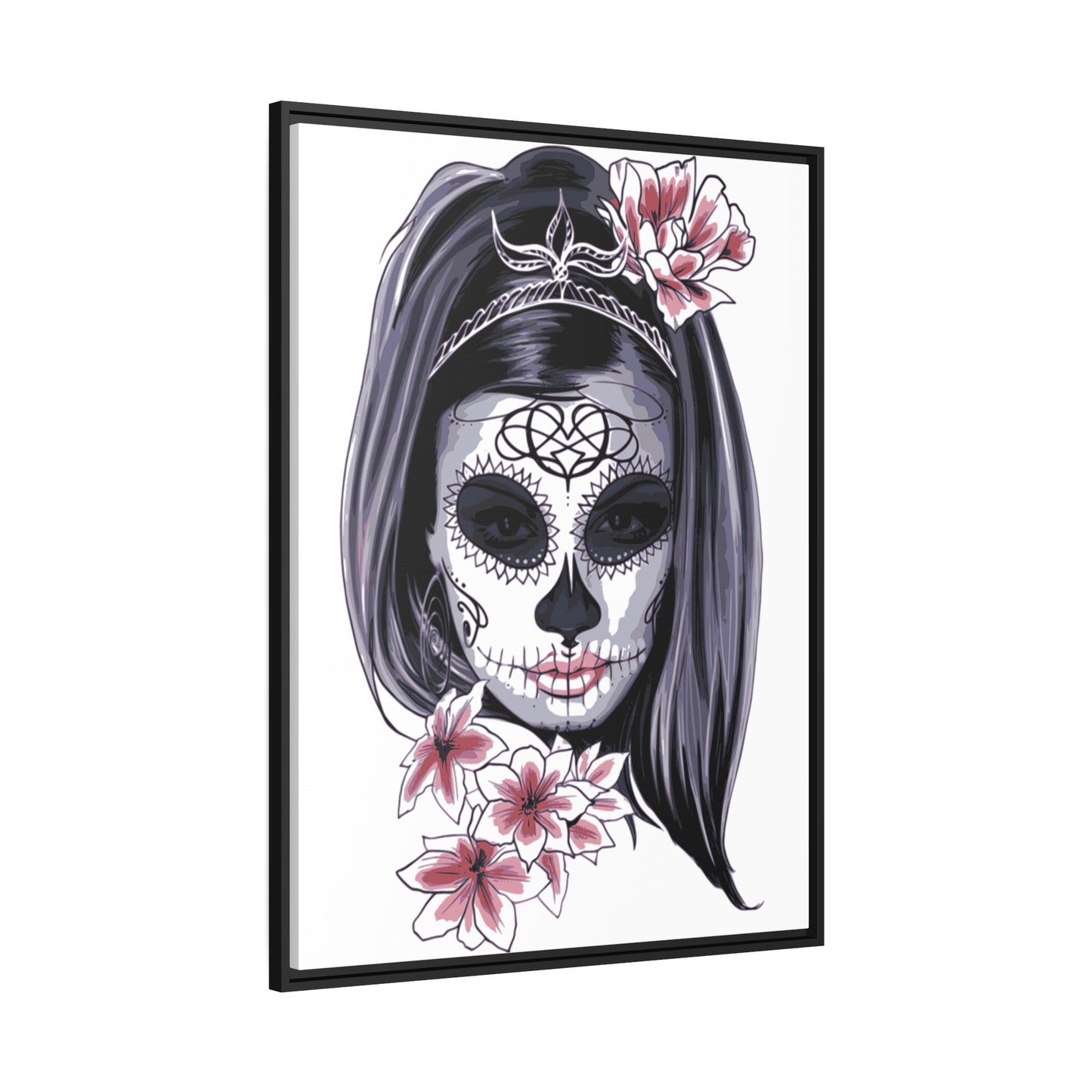 Lady Dead Mask White Matte Canvas, Black Frame