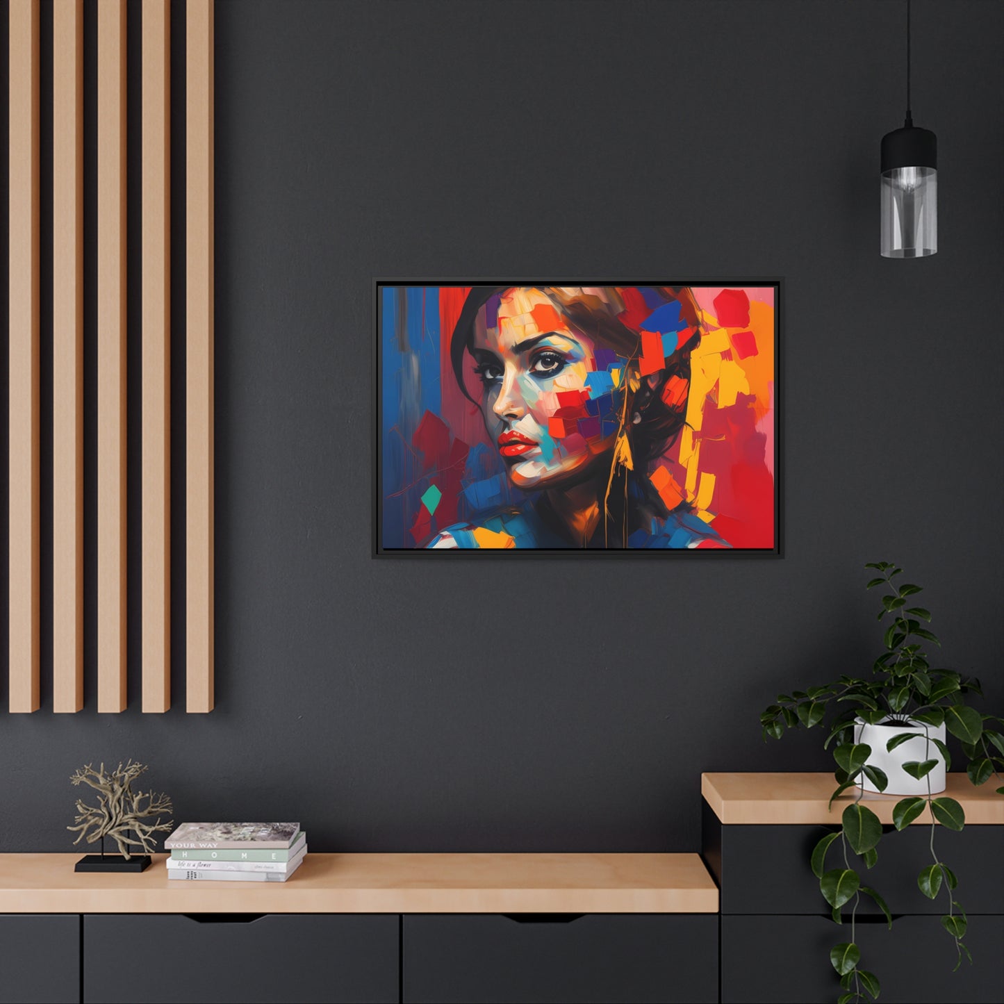 Woman AI Gen Matte Canvas, Black Frame