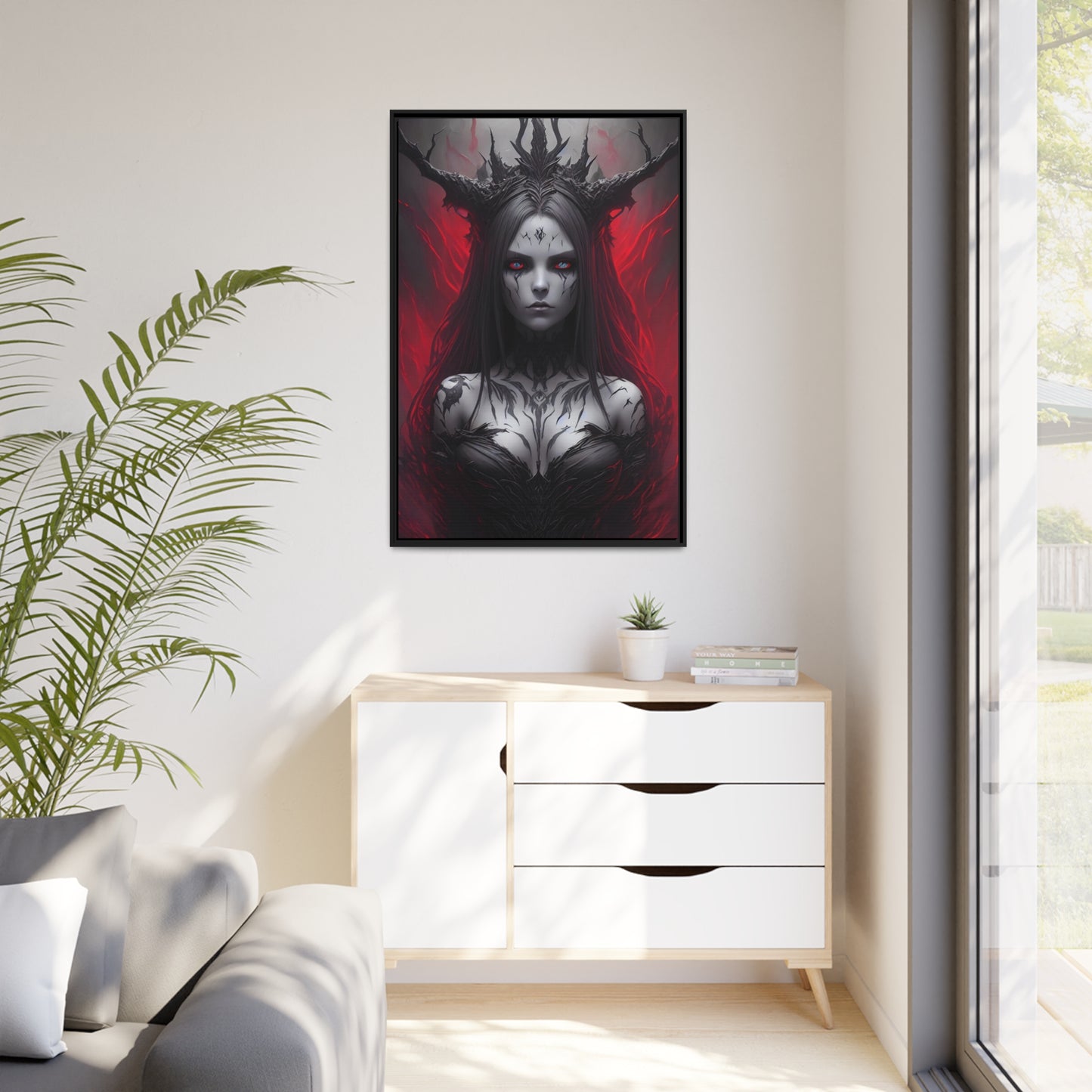 Woman Shaman Matte Canvas, Black Frame