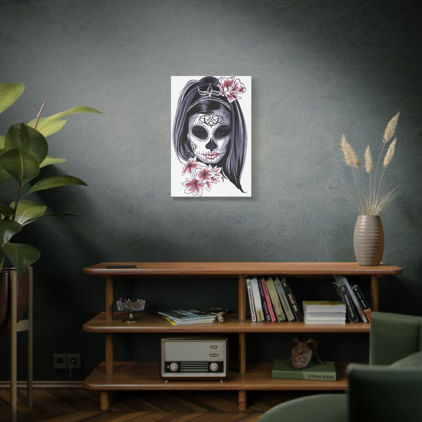 Lady Dead Mask White Matte Canvas, Stretched, 1.25"