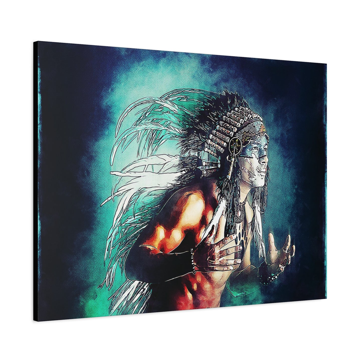First Nation Man Matte Canvas, Stretched, 1.25"