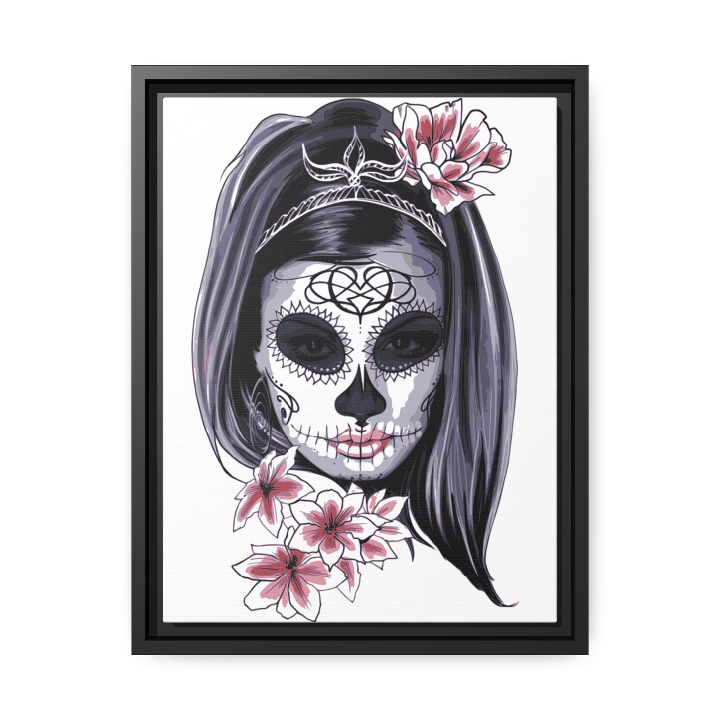 Lady Dead Mask White Matte Canvas, Black Frame