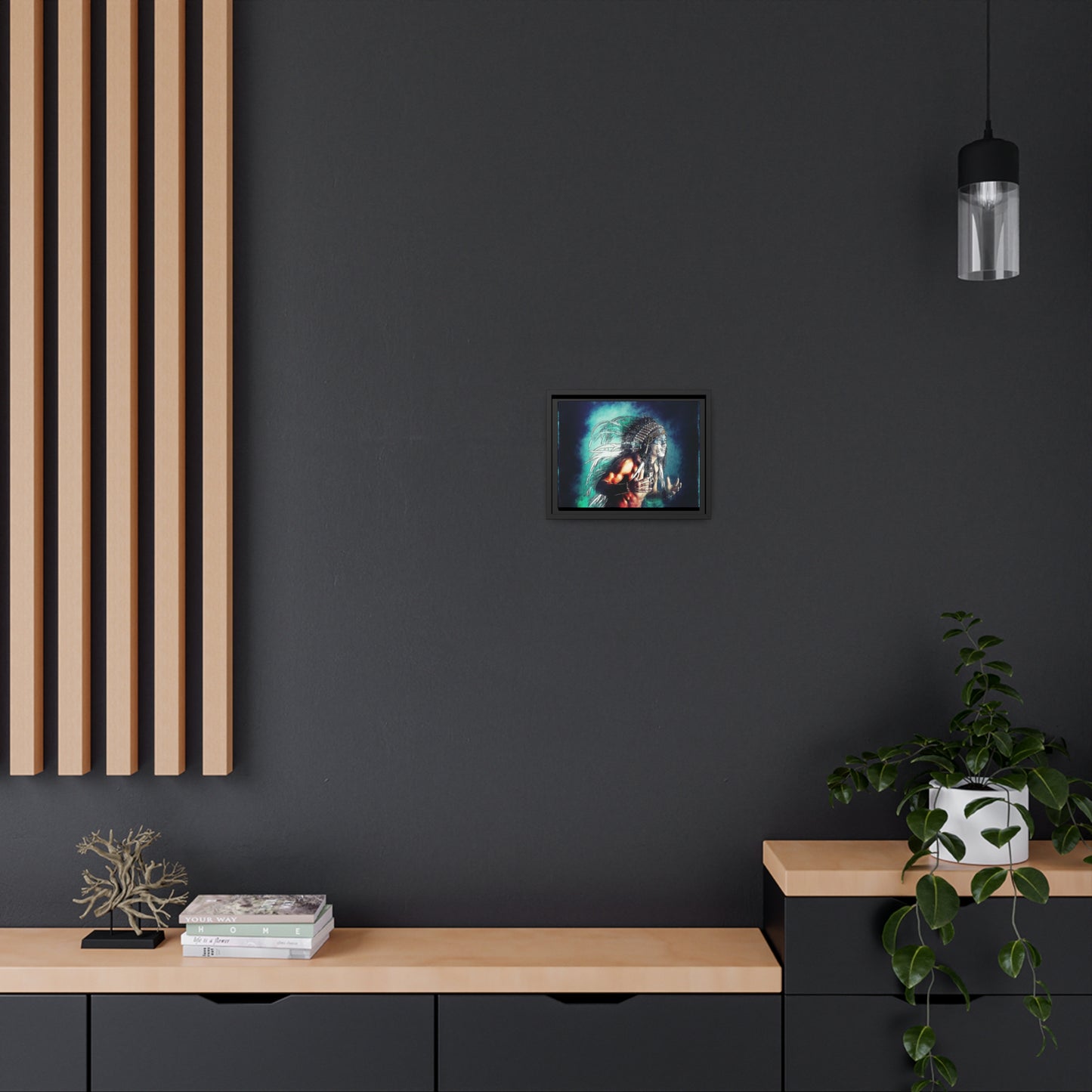 First Nation Man Matte Canvas, Black Frame