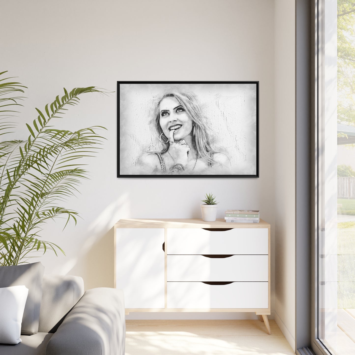 Woman Matte Canvas, Black Frame