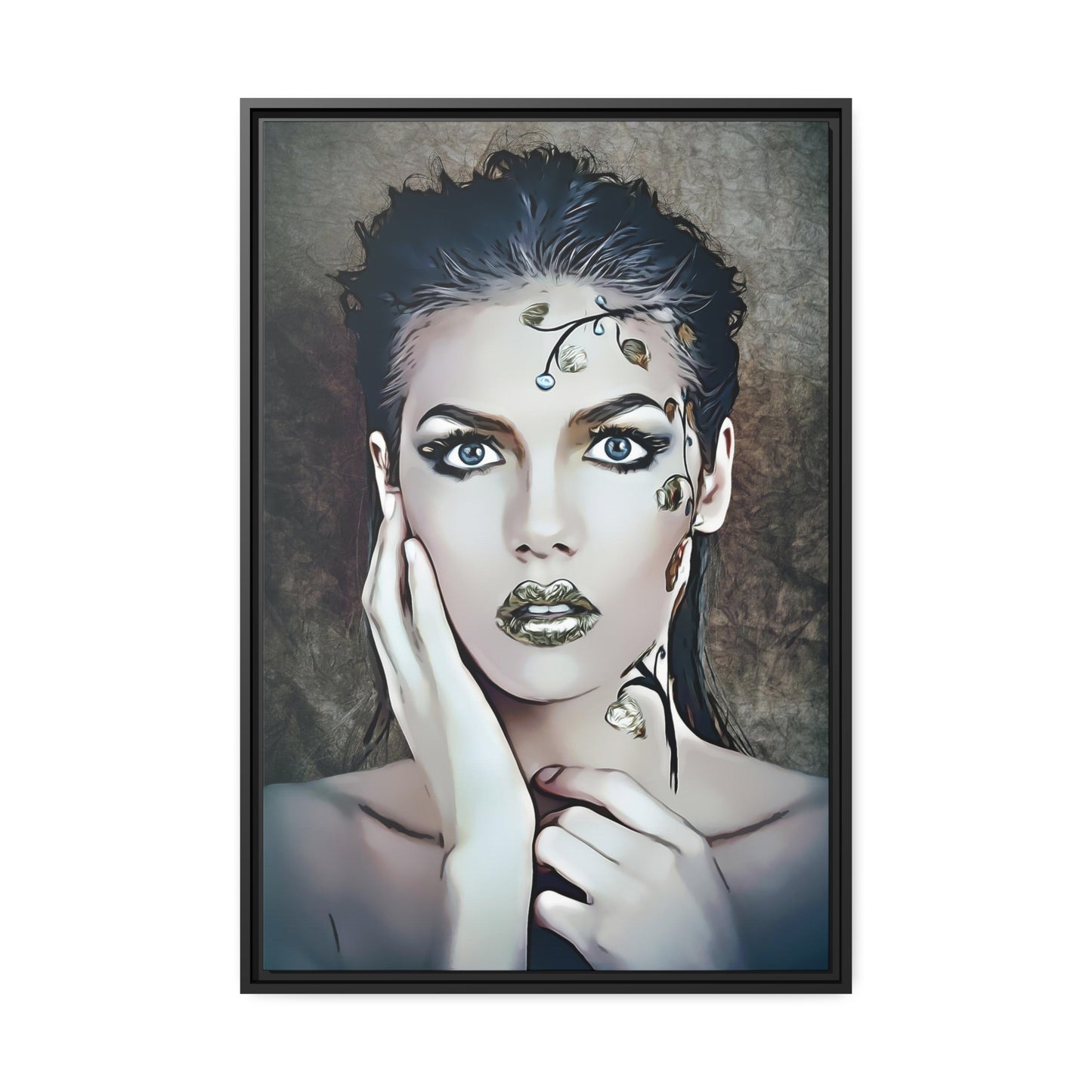 Woman Portrait Matte Canvas, Black Frame