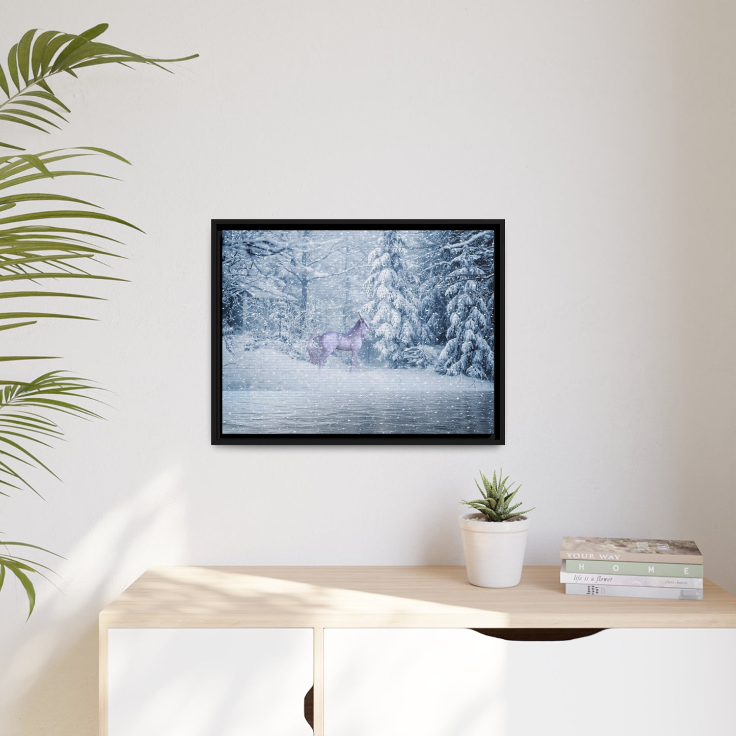 Mystic Unicorn Matte Canvas, Black Frame