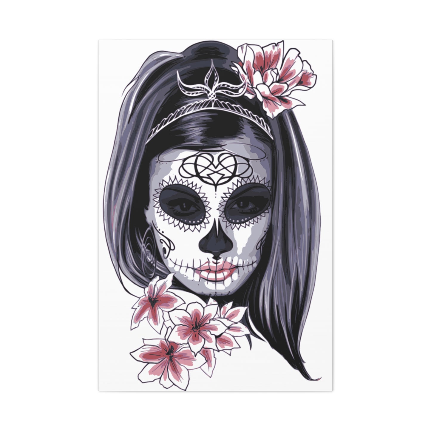 Lady Dead Mask White Matte Canvas, Stretched, 1.25"