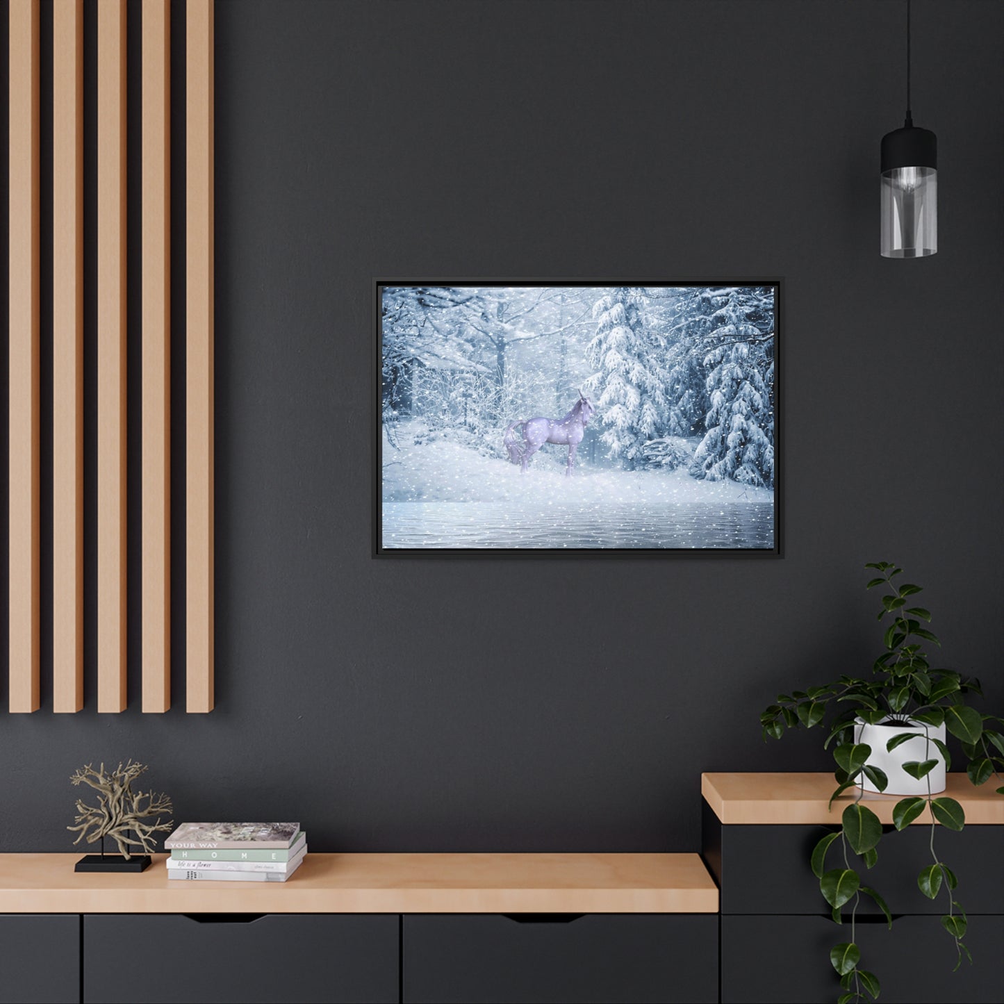 Mystic Unicorn Matte Canvas, Black Frame
