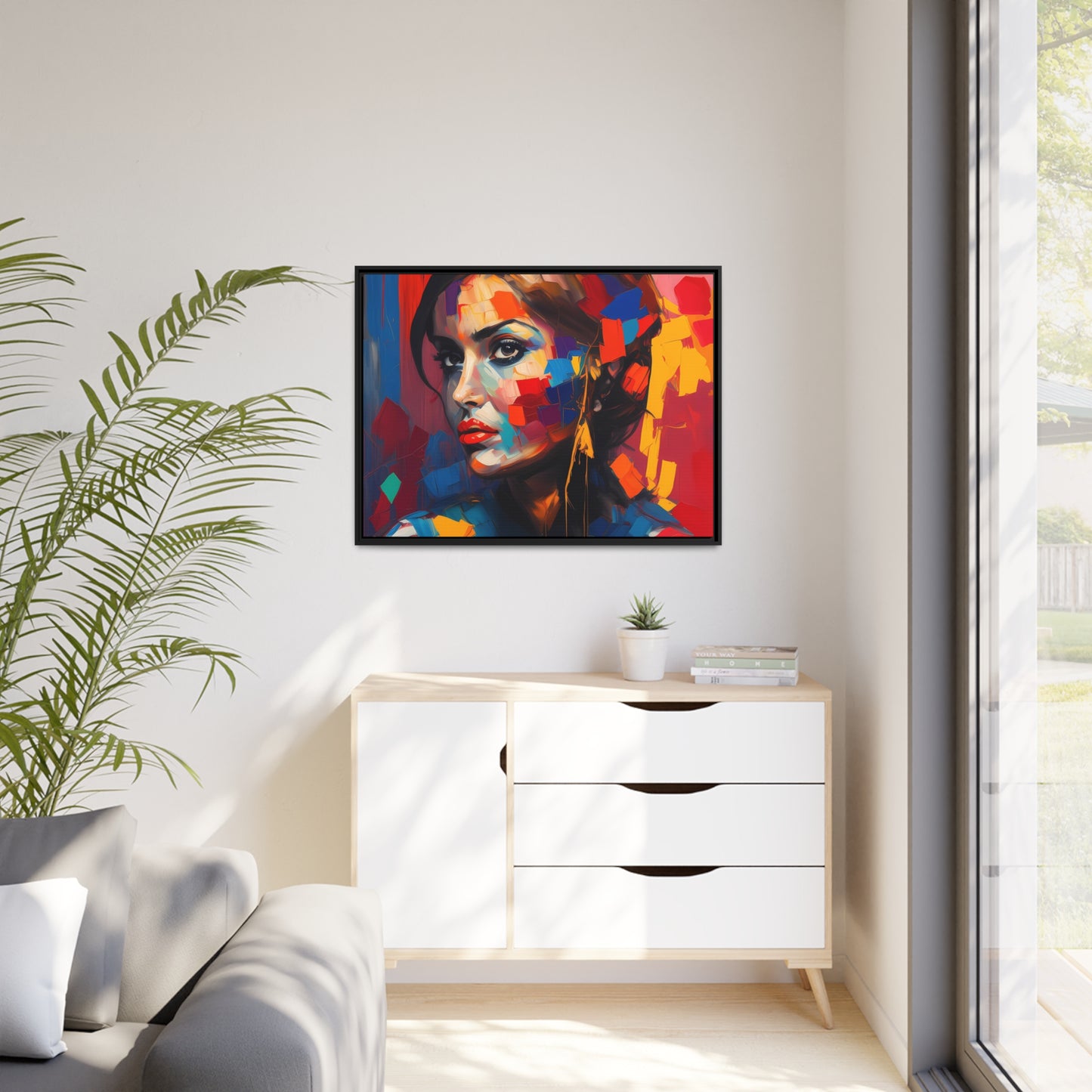 Woman AI Gen Matte Canvas, Black Frame
