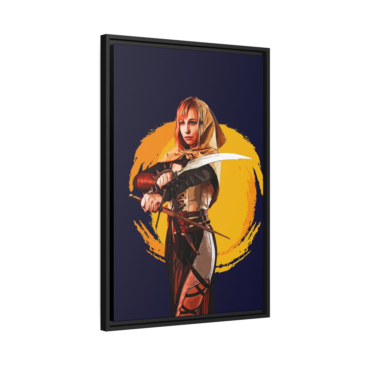 Cosplay Woman Warrior Matte Canvas, Black Frame