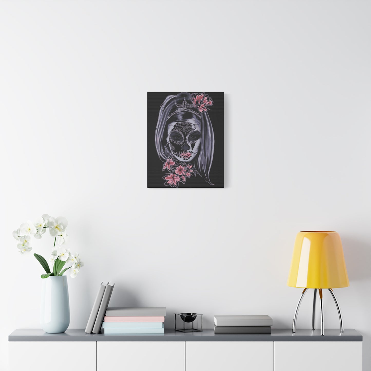 Lady Dead Mask Black Matte Canvas, Stretched, 1.25"
