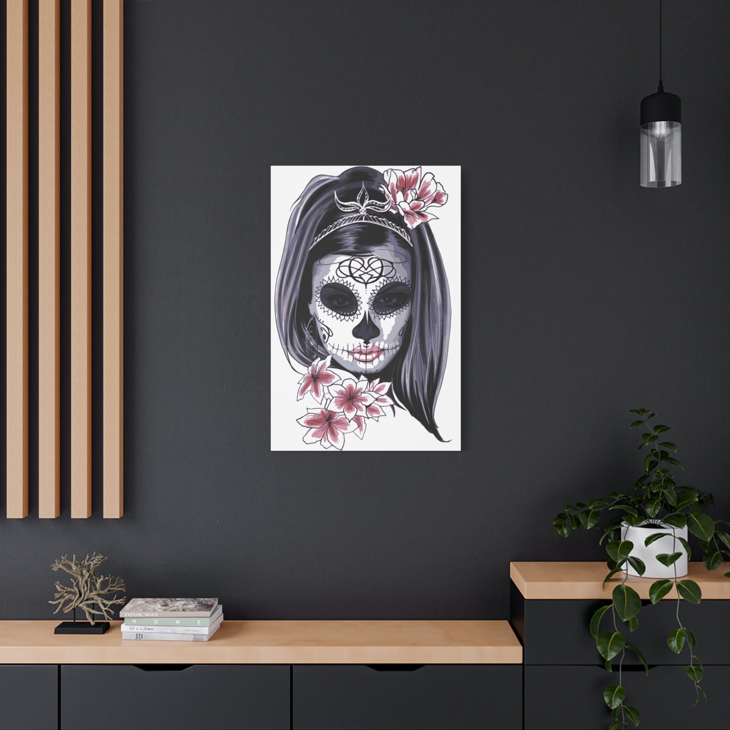 Lady Dead Mask White Matte Canvas, Stretched, 1.25"