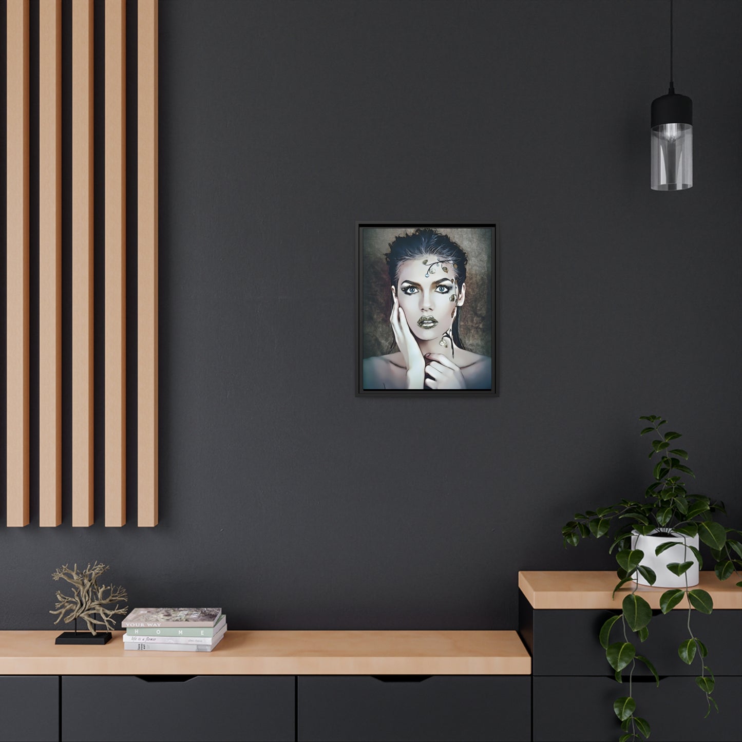Woman Portrait Matte Canvas, Black Frame