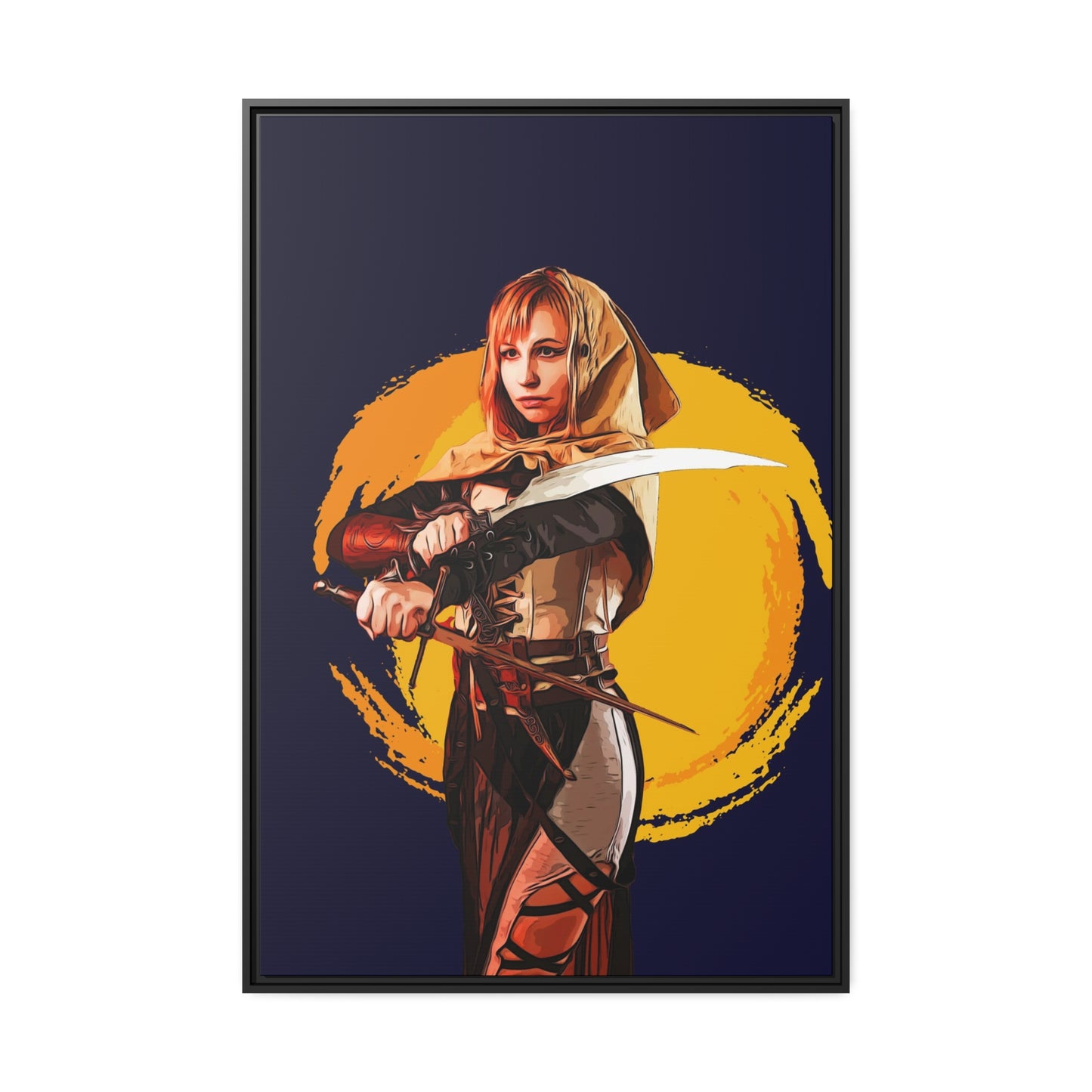 Cosplay Woman Warrior Matte Canvas, Black Frame