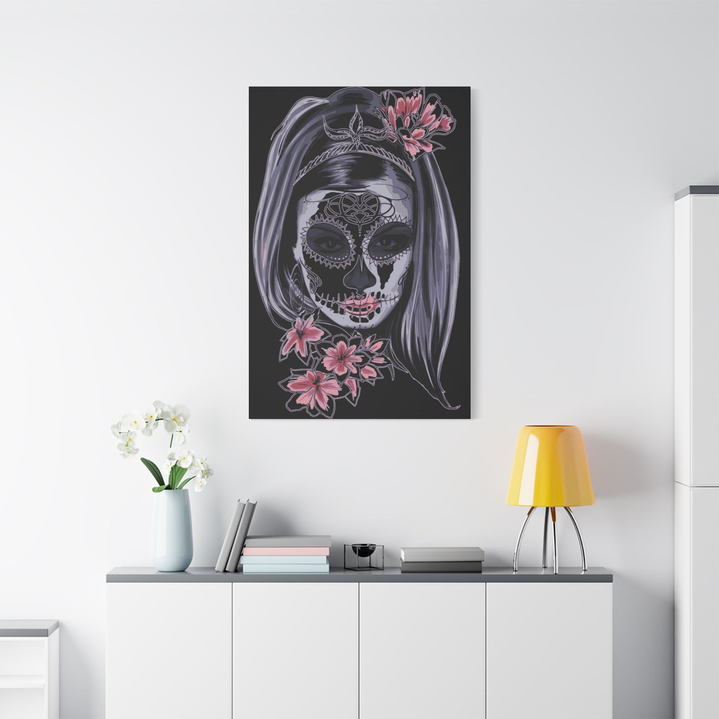 Lady Dead Mask Black Matte Canvas, Stretched, 1.25"