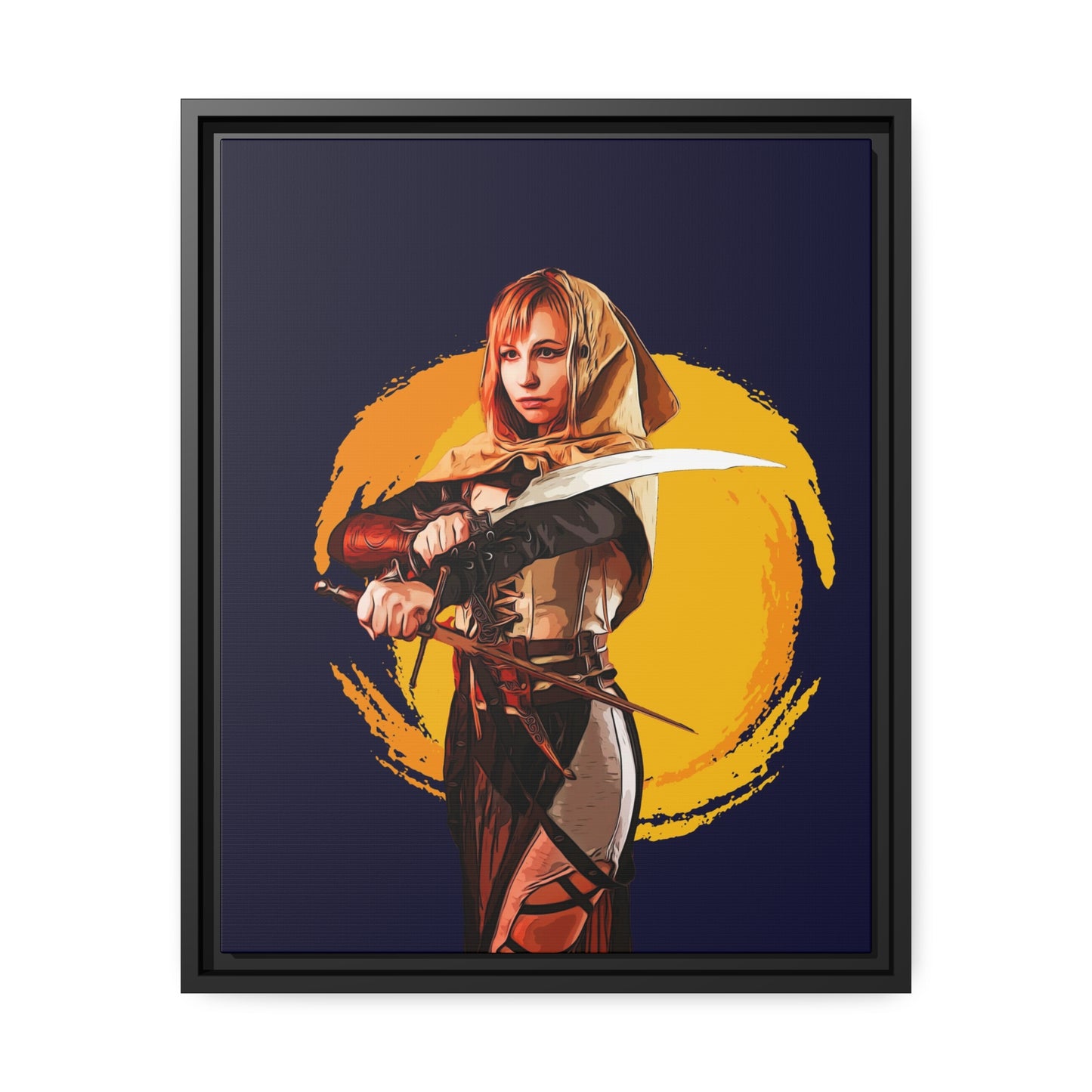 Cosplay Woman Warrior Matte Canvas, Black Frame