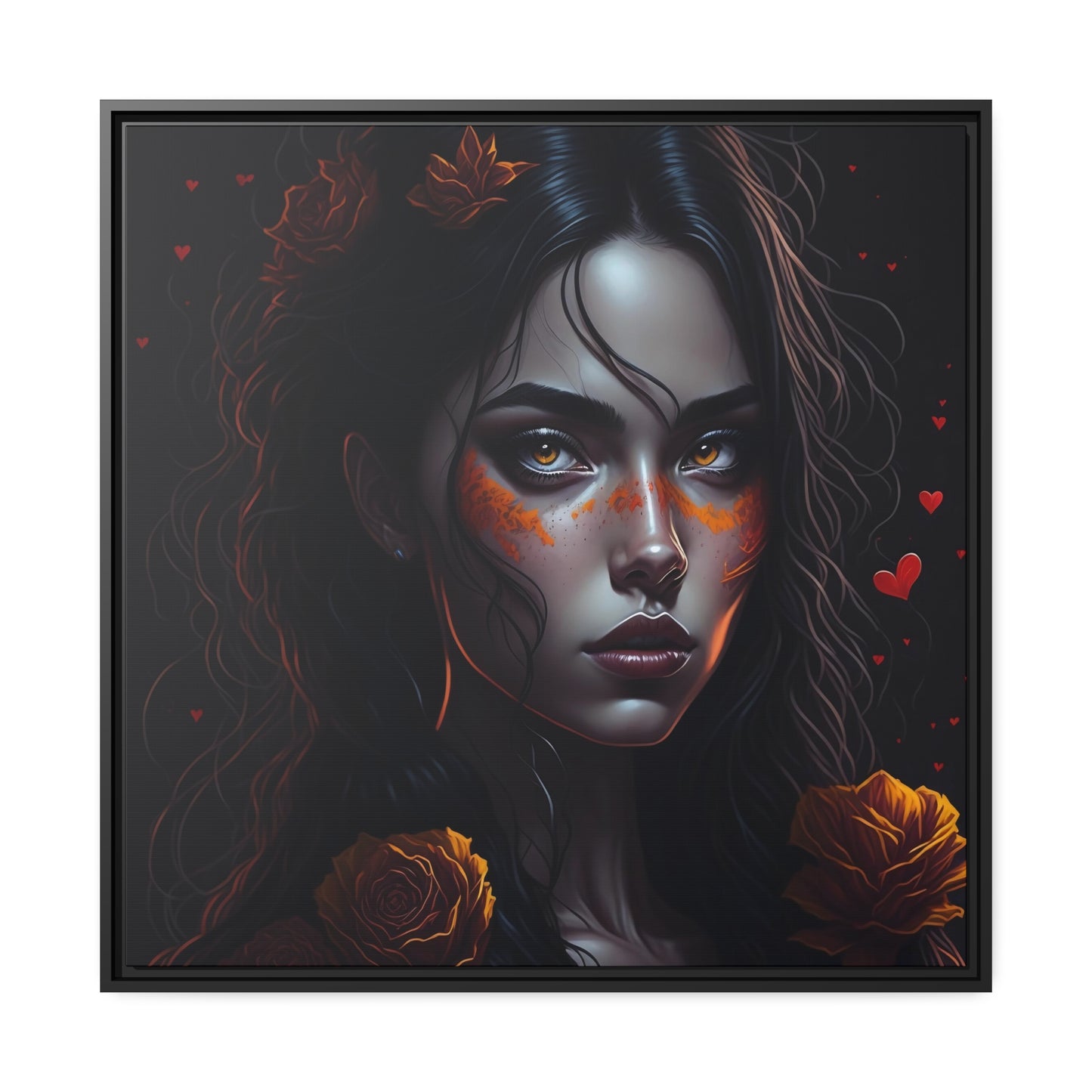 Woman AI Gen Matte Canvas, Black Frame