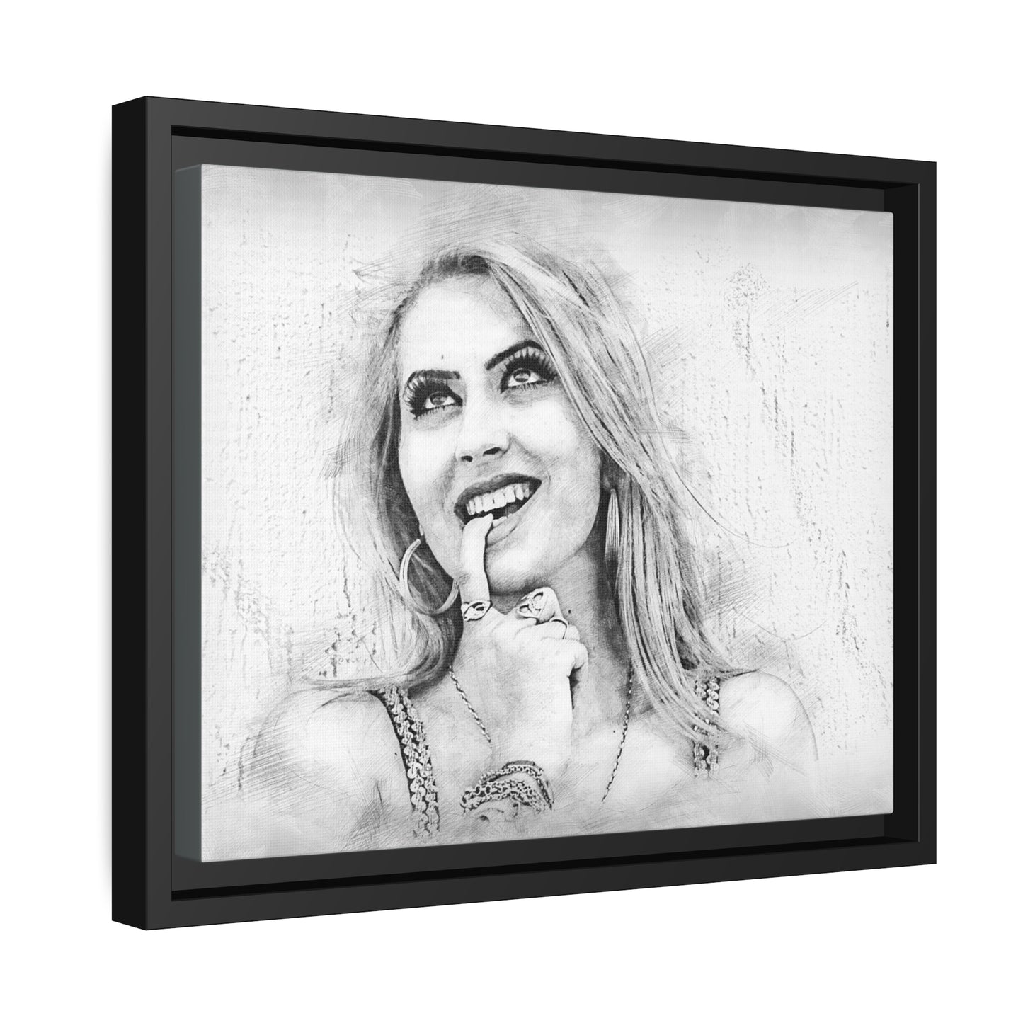 Woman Matte Canvas, Black Frame