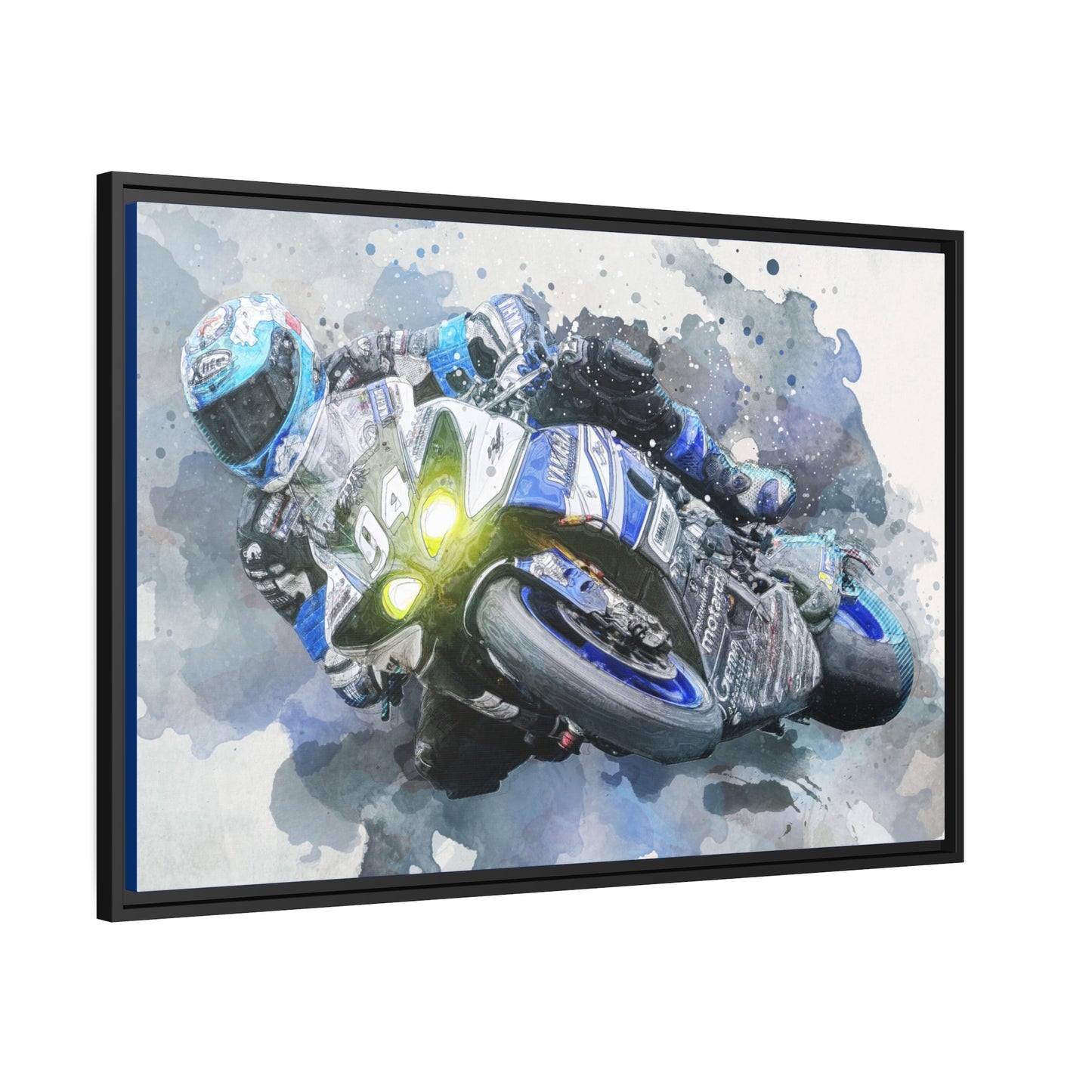 Motorcycle Race Matte Canvas, Black Frame