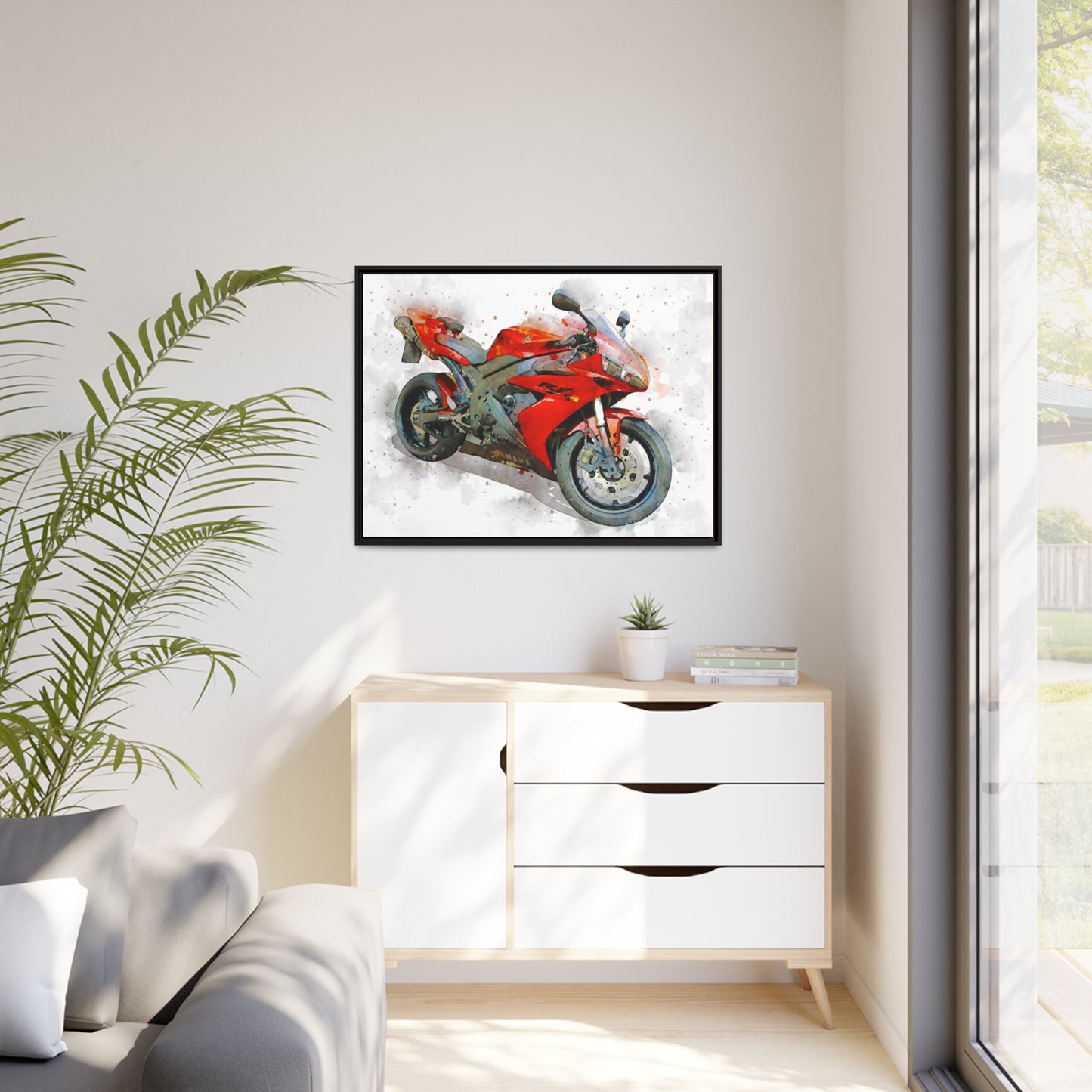 Yamaha R1 Matte Canvas, Black Frame