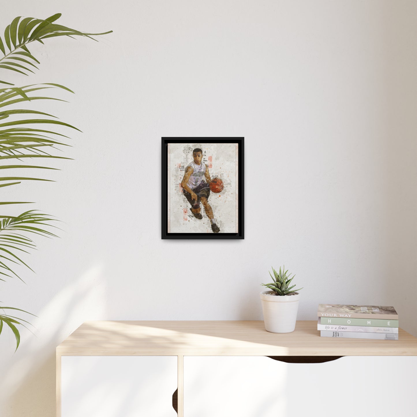 Basket Ball Matte Canvas, Black Frame