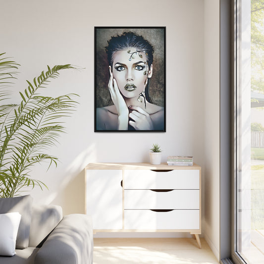 Woman Portrait Matte Canvas, Black Frame