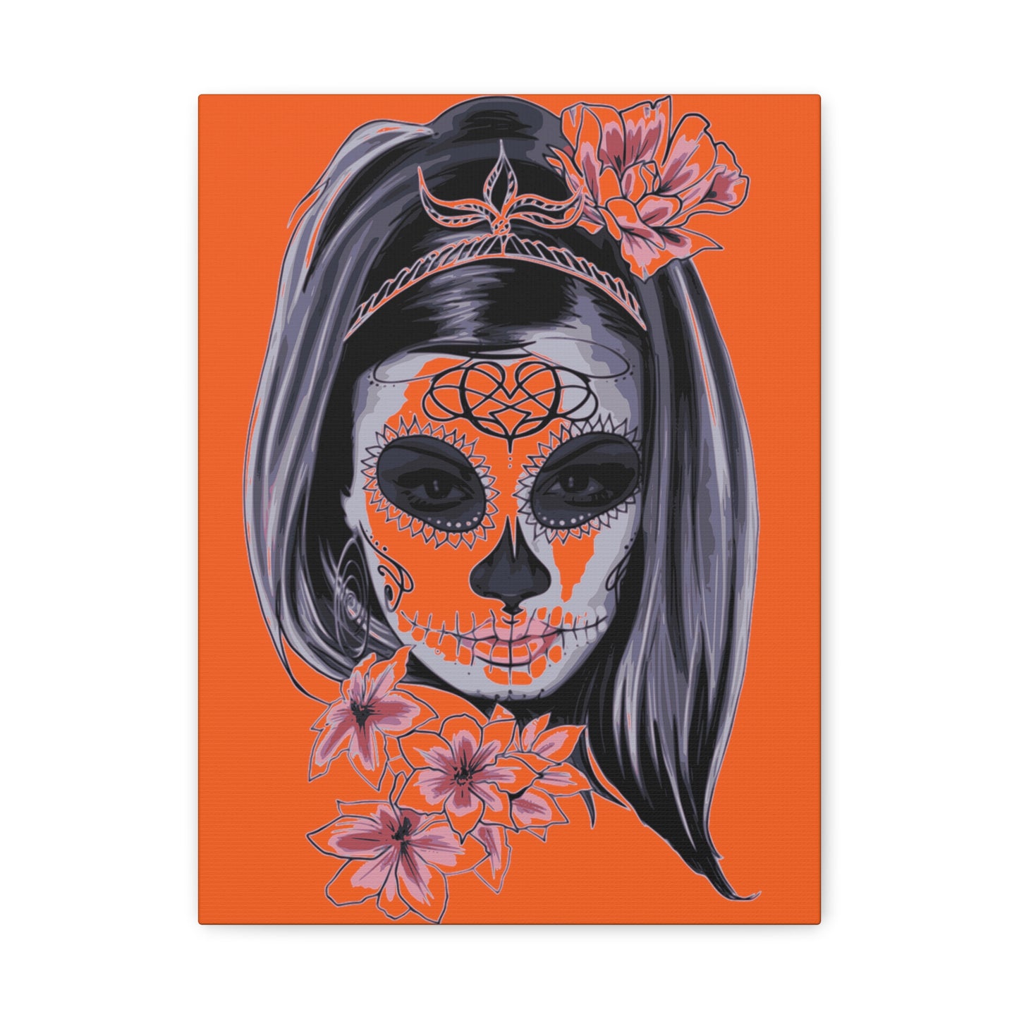 Lady Dead Mask Orange Matte Canvas, Stretched, 1.25"