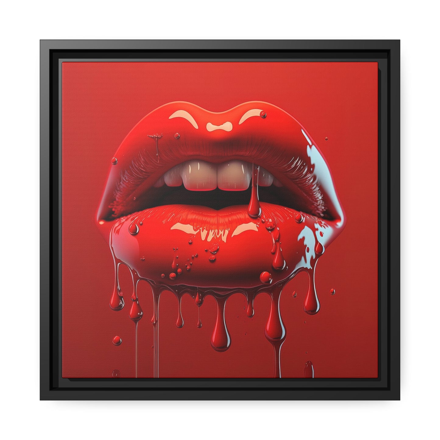 Bloody Lips Matte Canvas, Black Frame