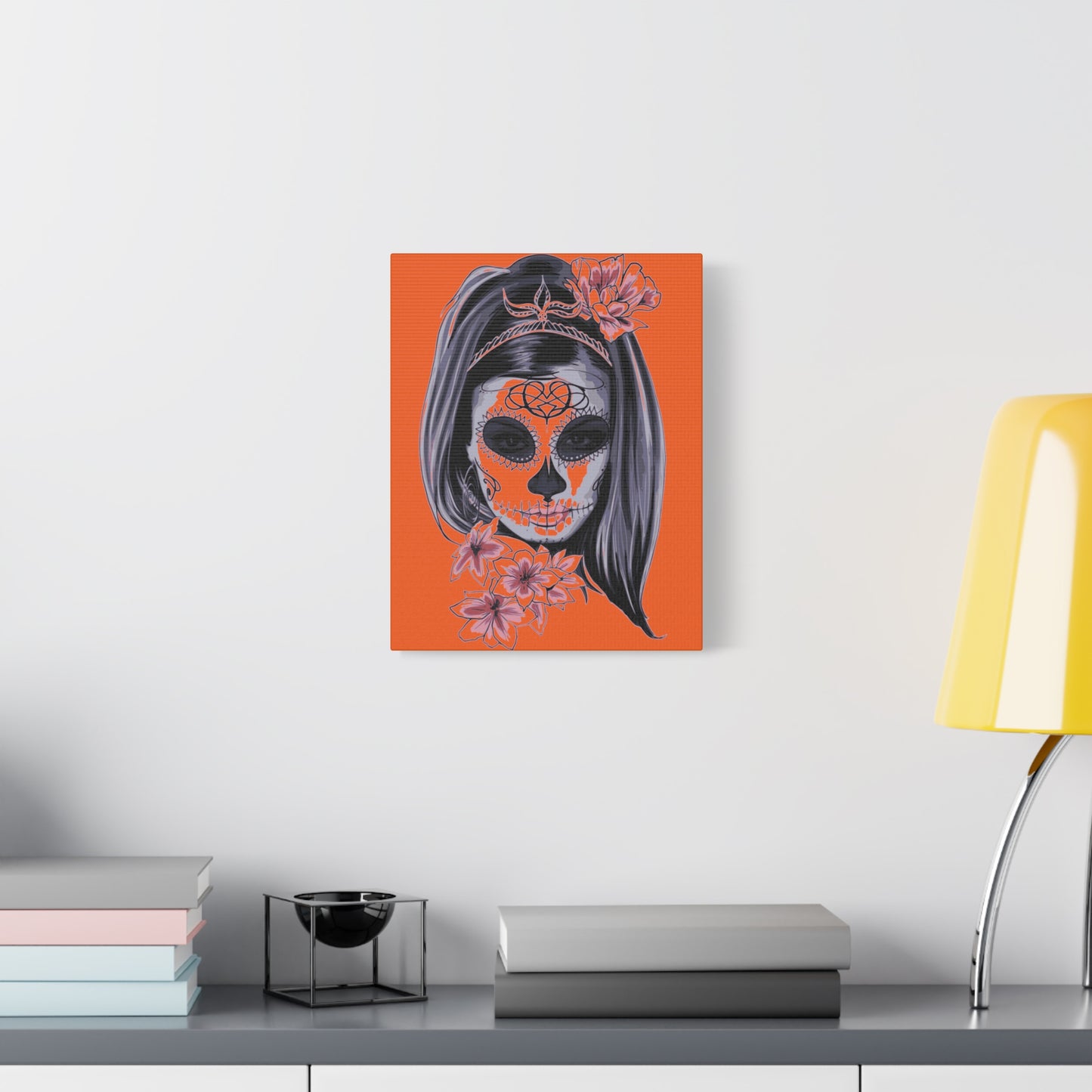 Lady Dead Mask Orange Matte Canvas, Stretched, 1.25"