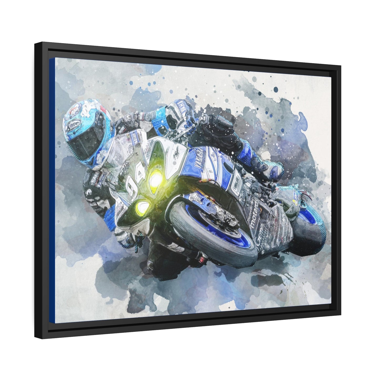 Motorcycle Race Matte Canvas, Black Frame