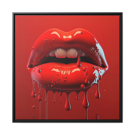 Bloody Lips Matte Canvas, Black Frame