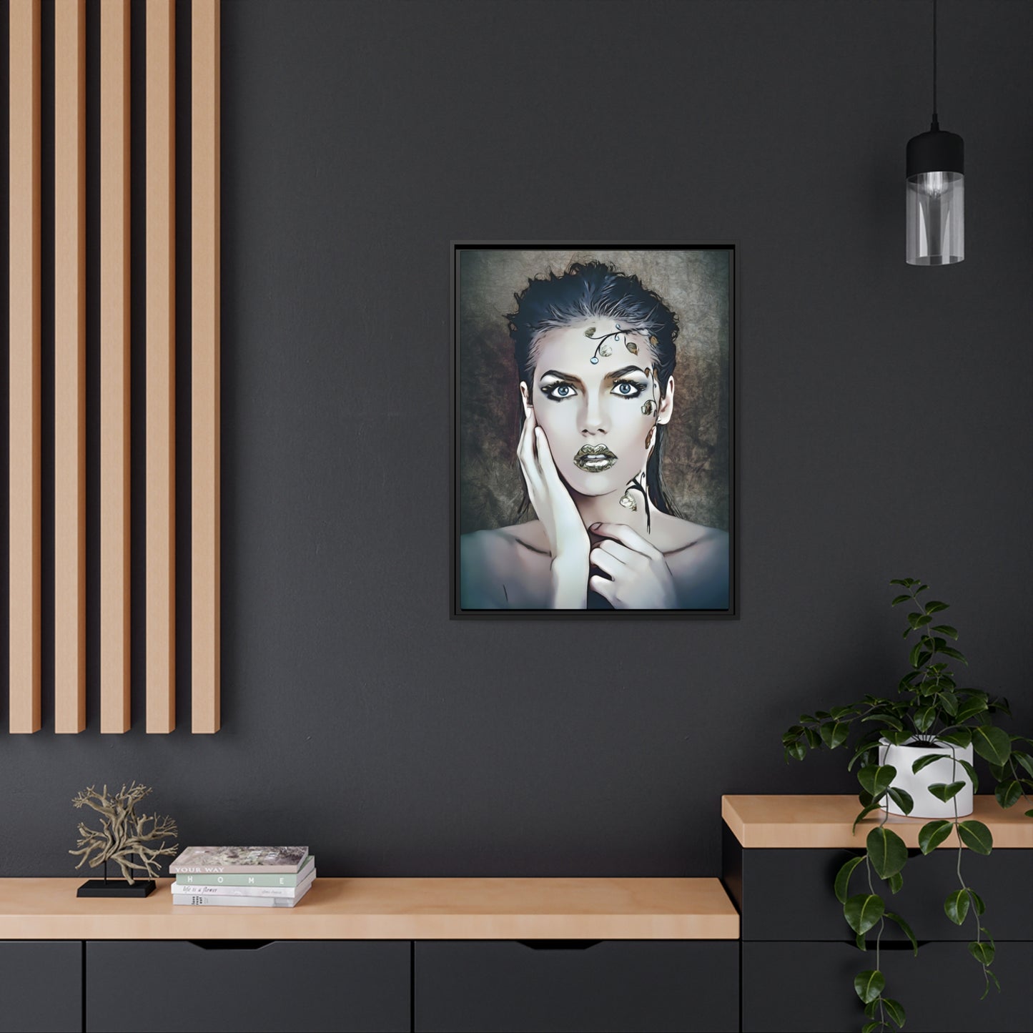 Woman Portrait Matte Canvas, Black Frame